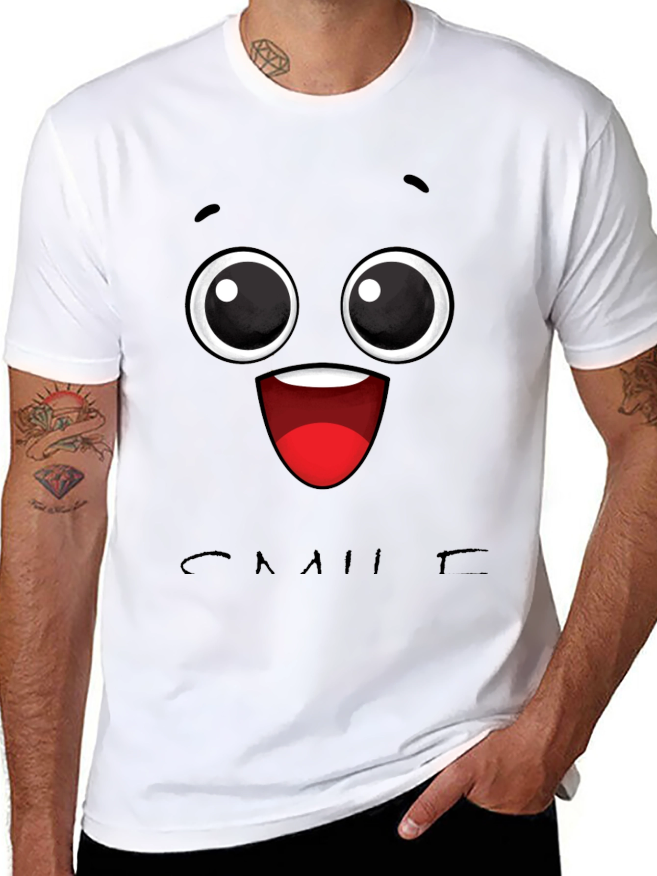 Smiling Face Graphic Tee - Fun & Unique Style