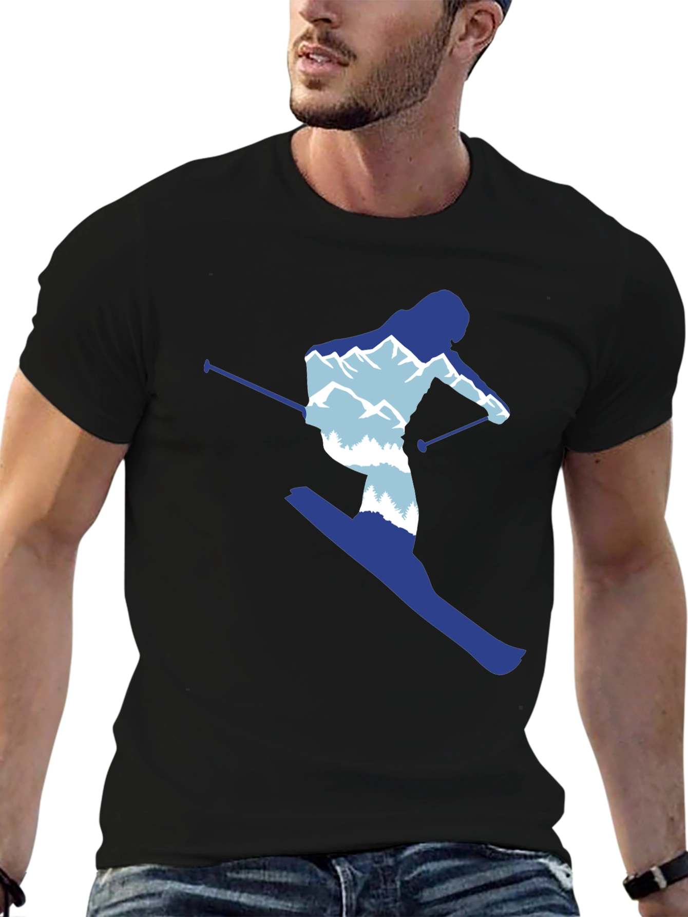 Skier Graphic Tee - Mountain Lovers T-Shirt