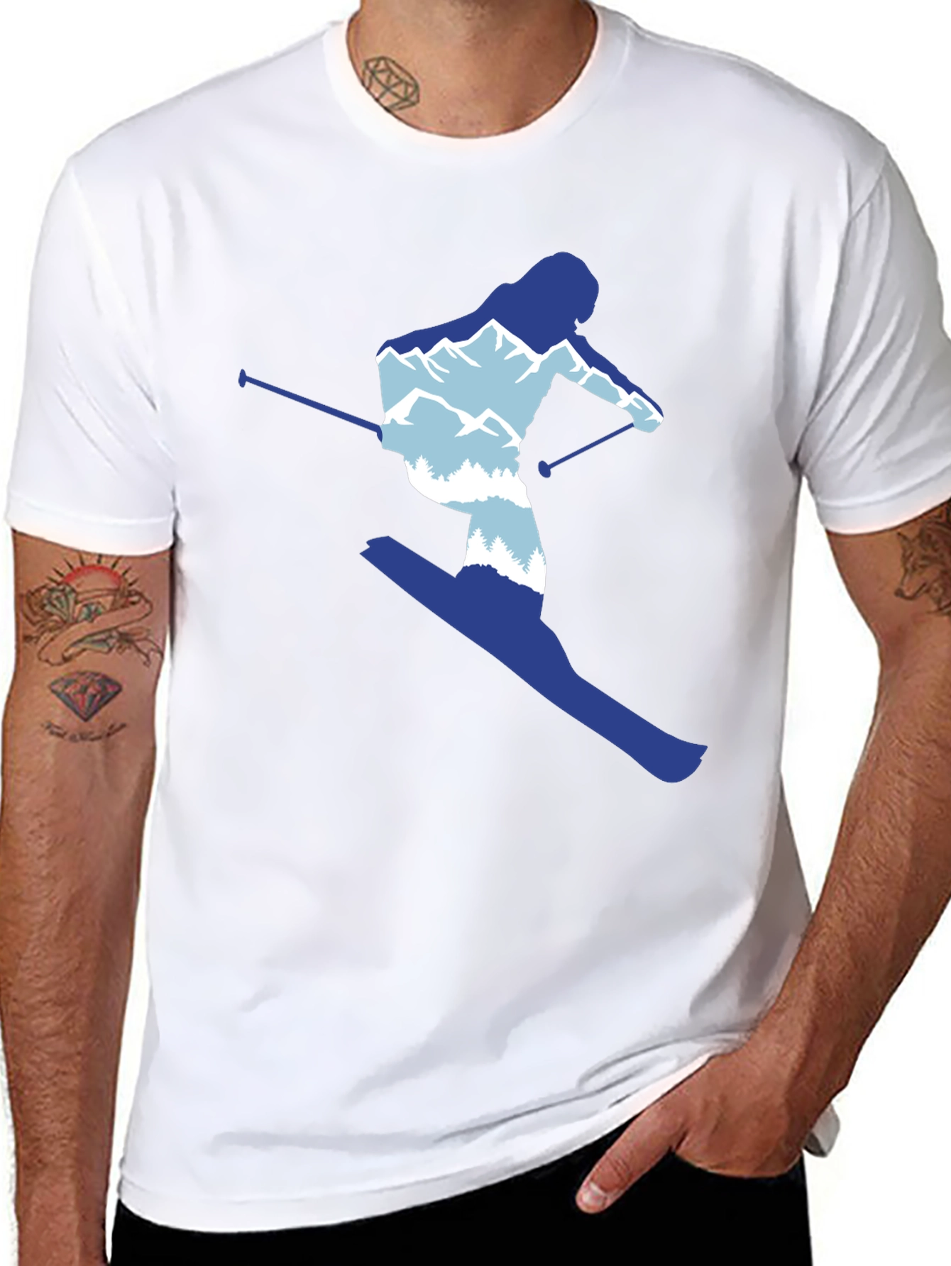 Skier Graphic Tee - Mountain Lovers T-Shirt