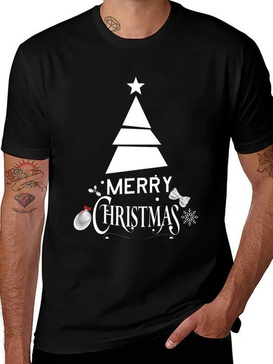 Festive Merry Christmas Tree Graphic Tee - Holiday Style