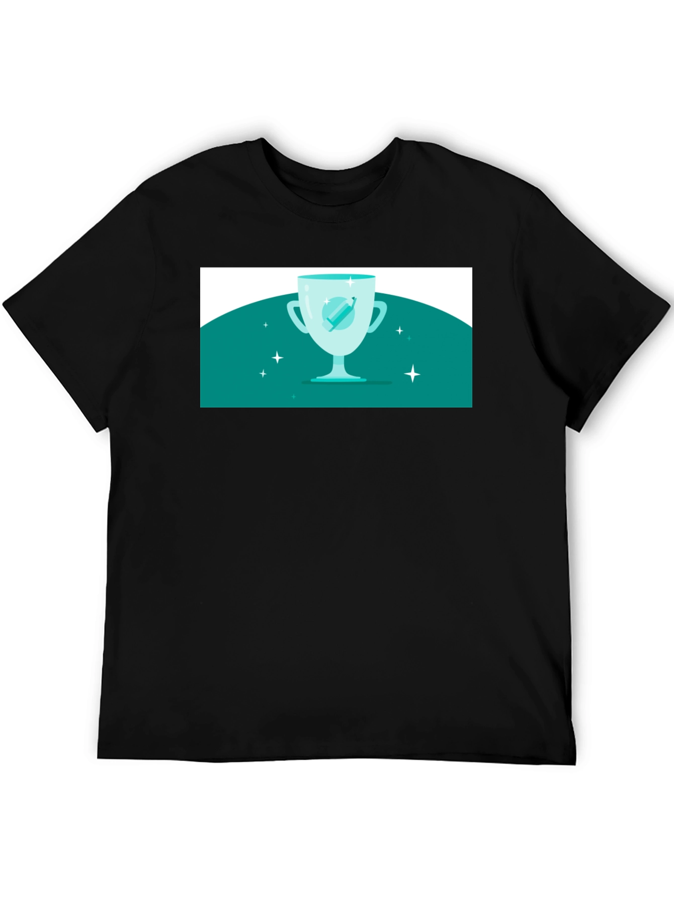 Winning Cup Graphic Tee - Black Cotton Casual Shirt
