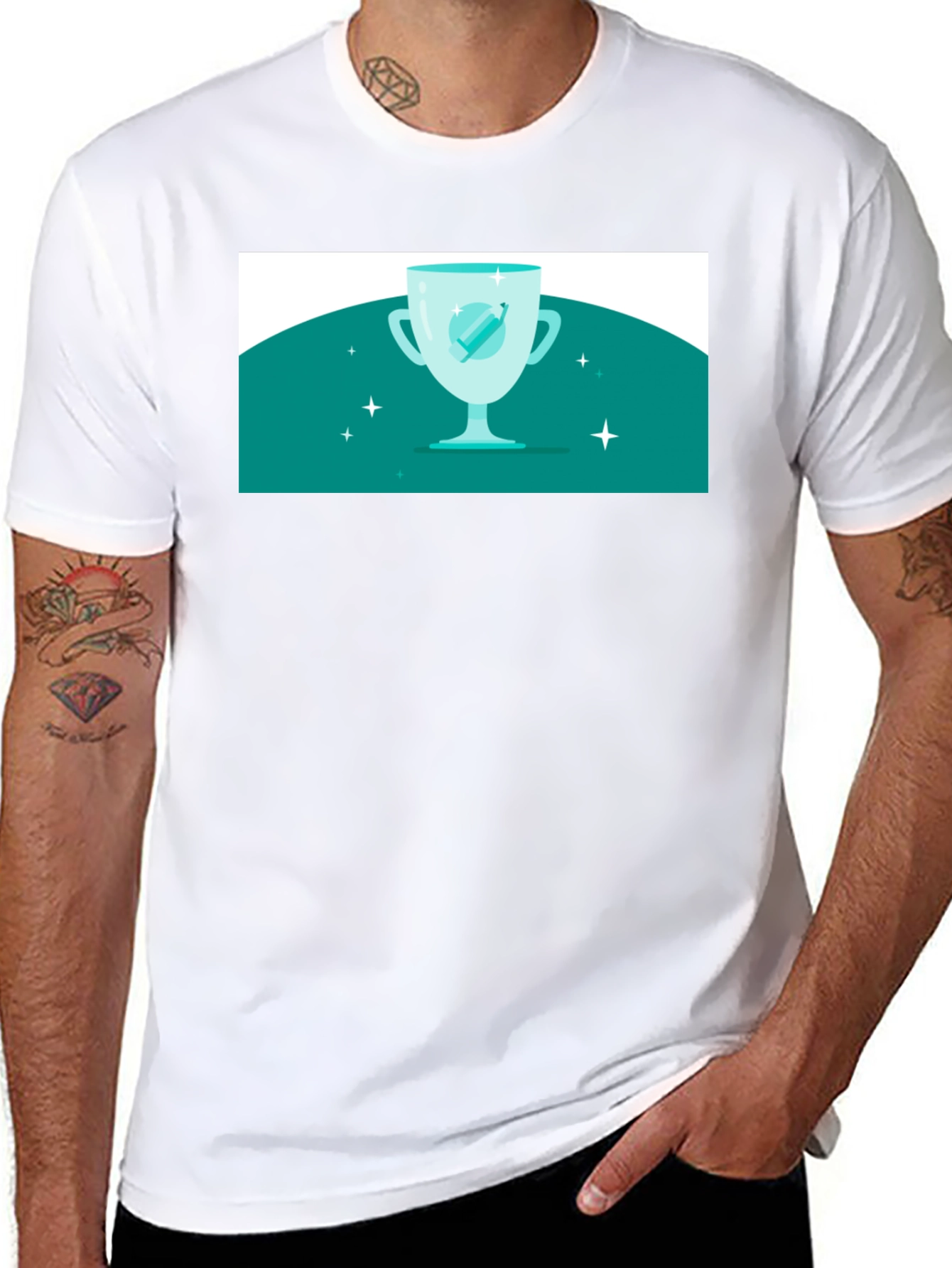 Winning Cup Graphic Tee - Black Cotton Casual Shirt