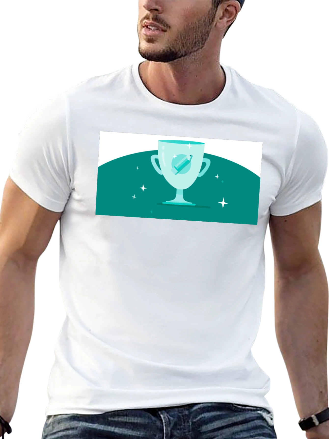 Winning Cup Graphic Tee - Black Cotton Casual Shirt