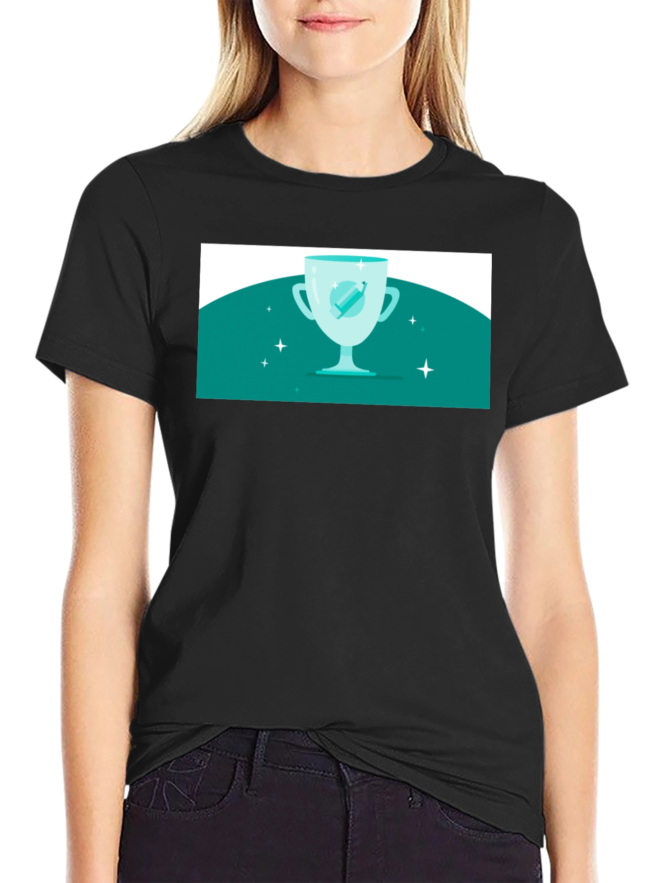 Winning Cup Graphic Tee - Black Cotton Casual Shirt