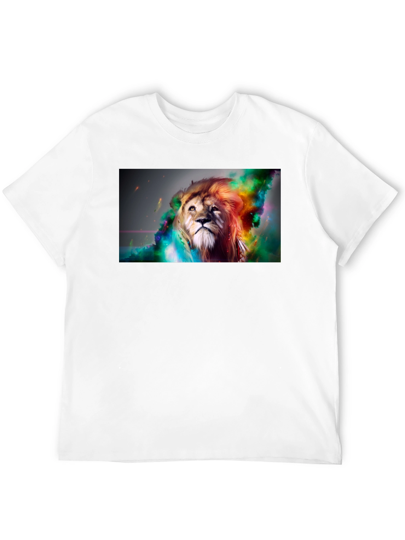 Lion Art Graphic Print Black T-Shirt
