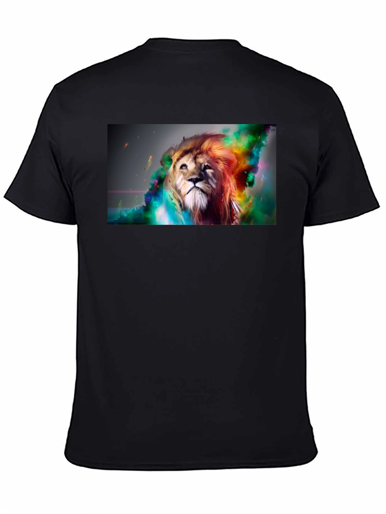 Lion Art Graphic Print Black T-Shirt