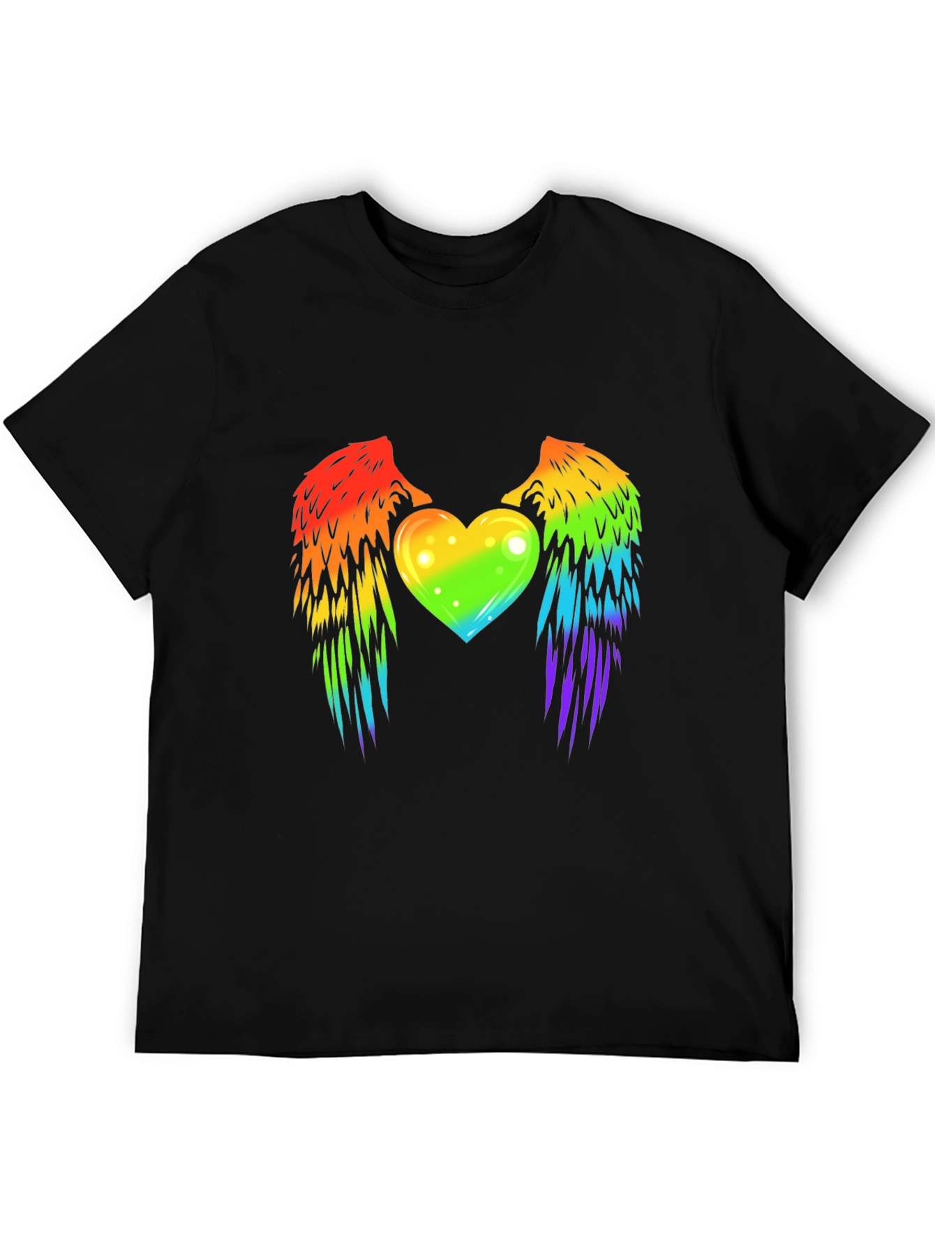 Rainbow Heart Wings Graphic T-Shirt Pride