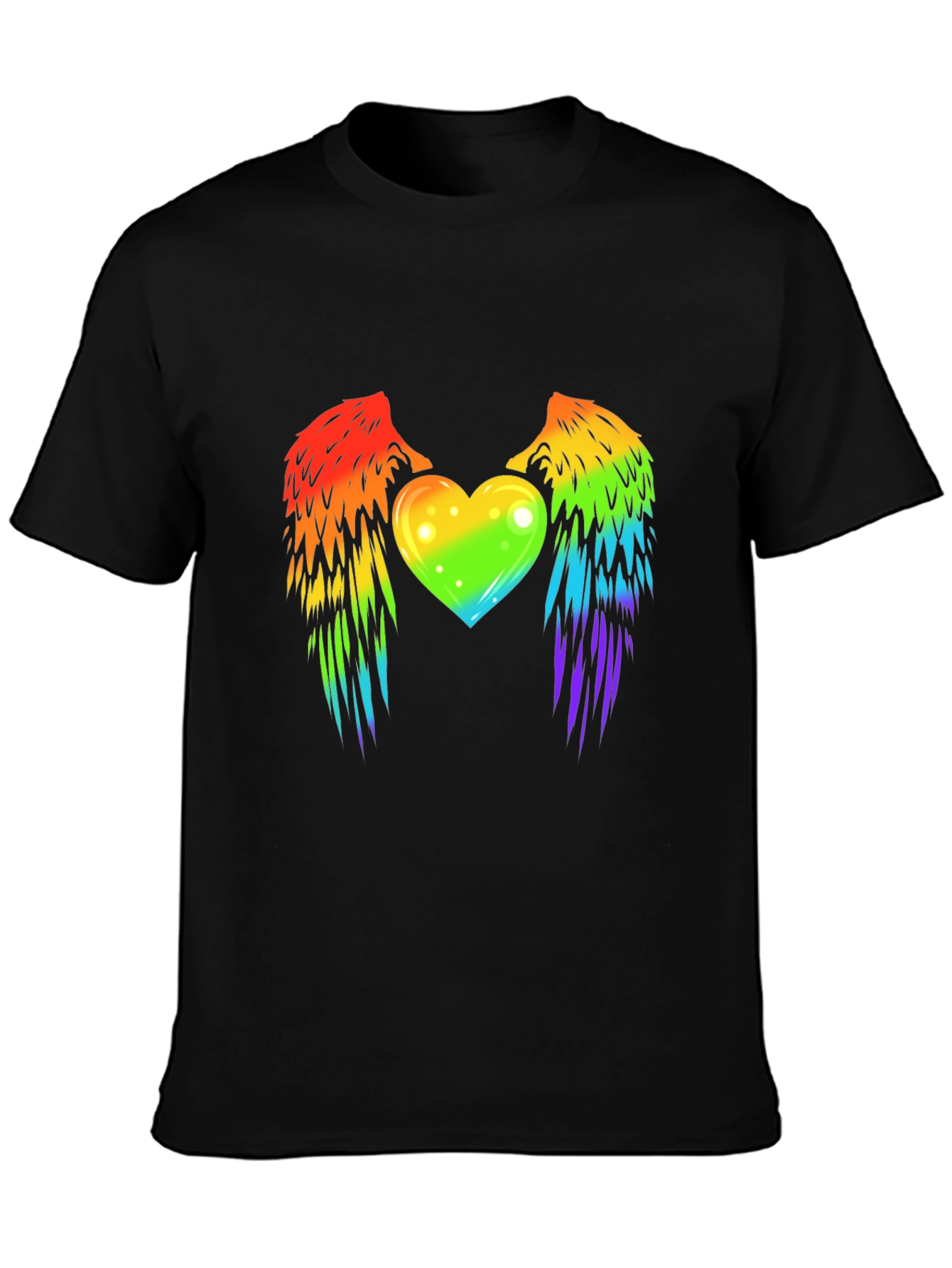 Rainbow Heart Wings Graphic T-Shirt Pride