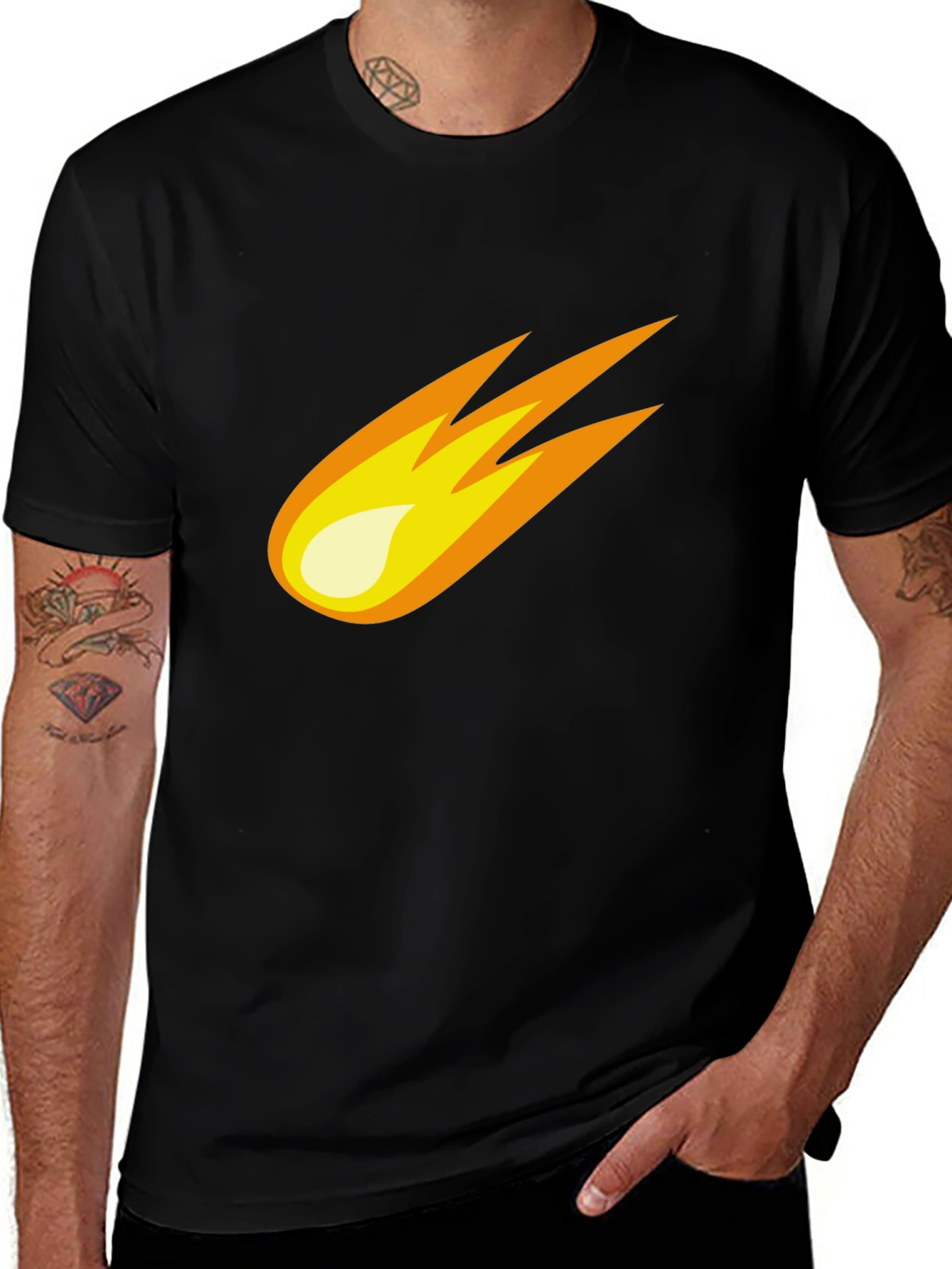 Meteor Graphic Tee - Black Cotton Blend T-Shirt