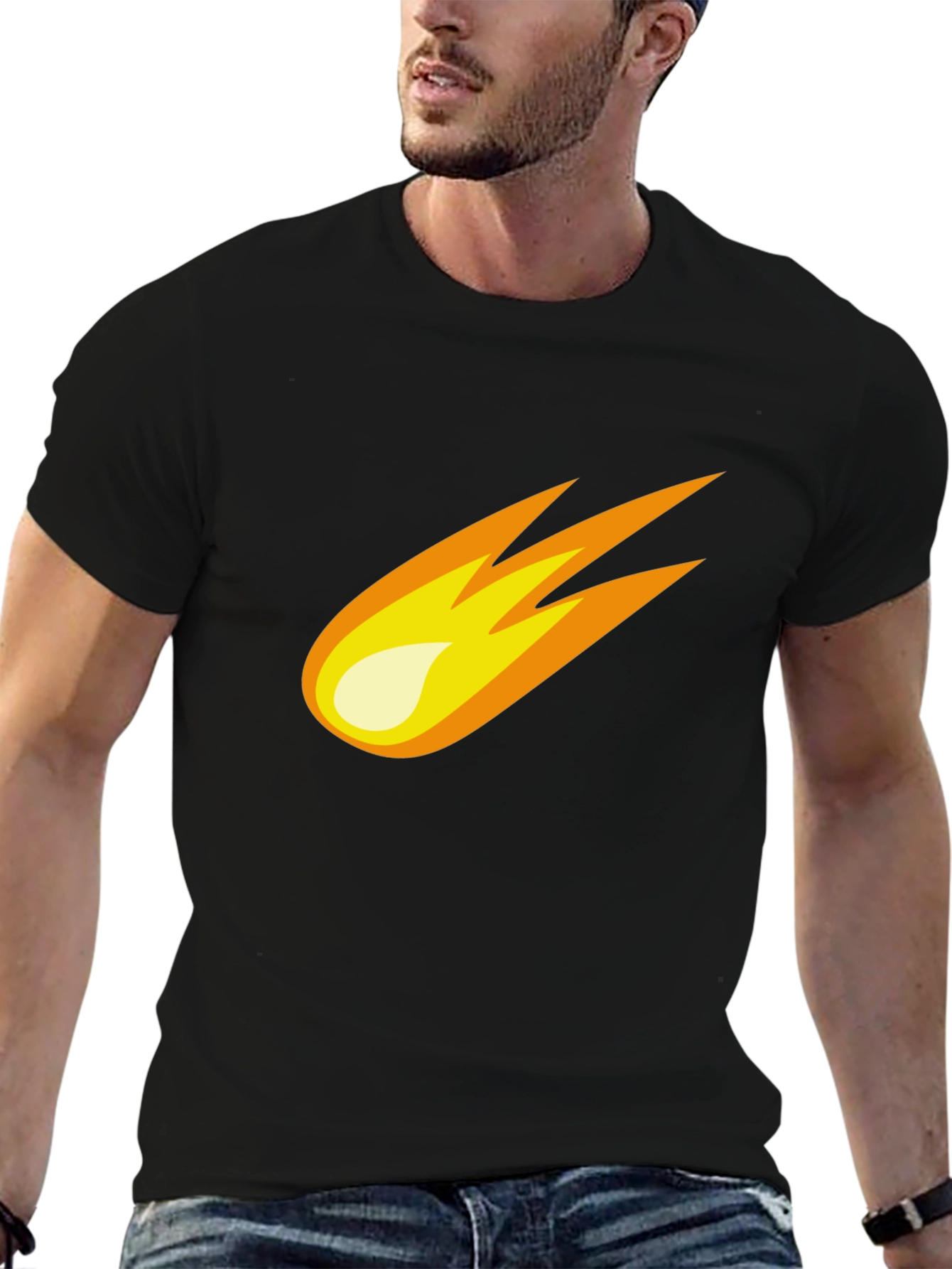Meteor Graphic Tee - Black Cotton Blend T-Shirt
