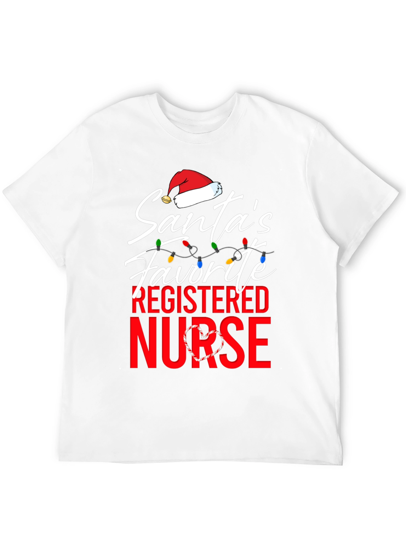 Santas Favorite Nurse T-Shirt Christmas Holiday Registered Nurse