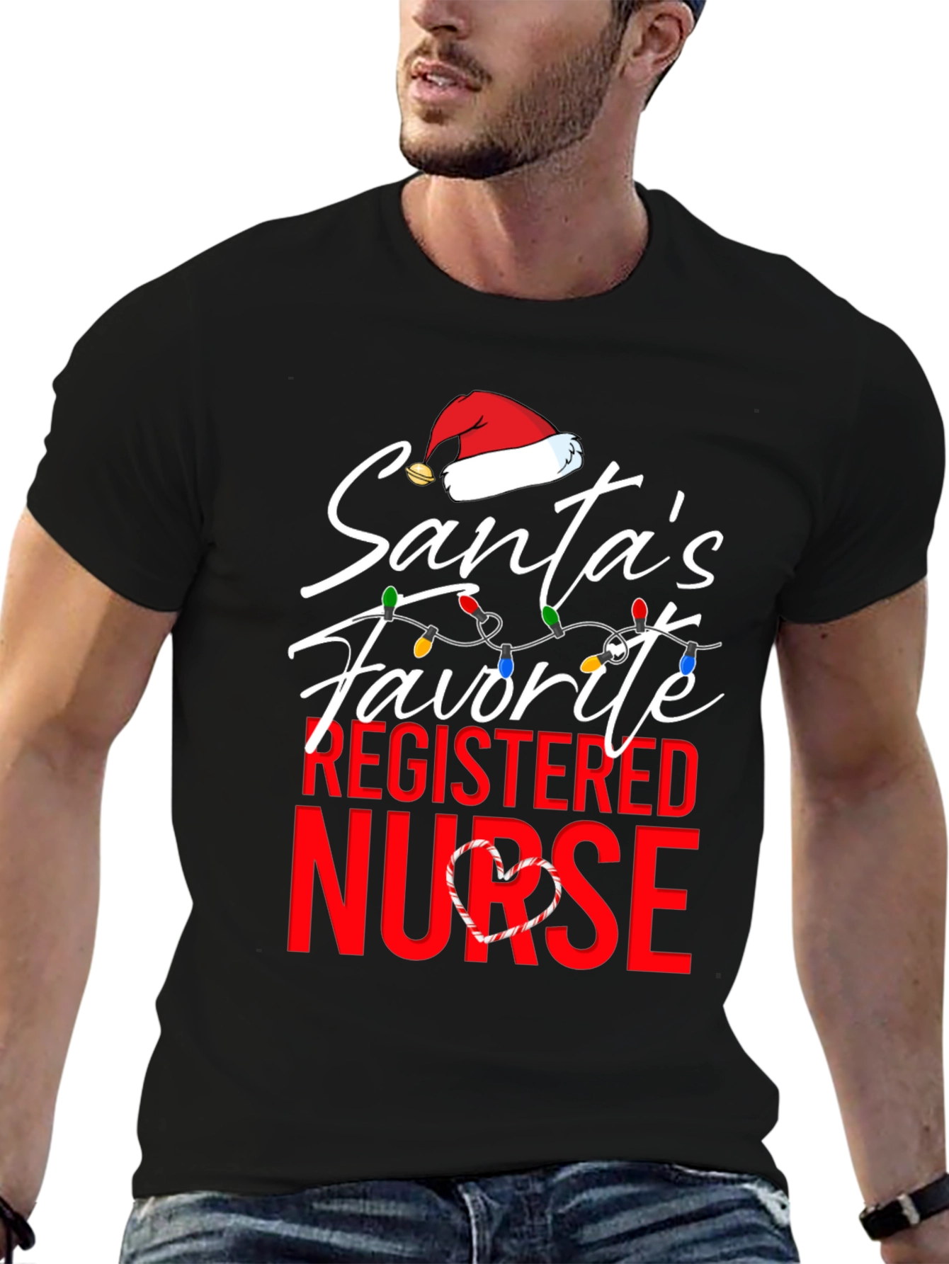 Santas Favorite Nurse T-Shirt Christmas Holiday Registered Nurse