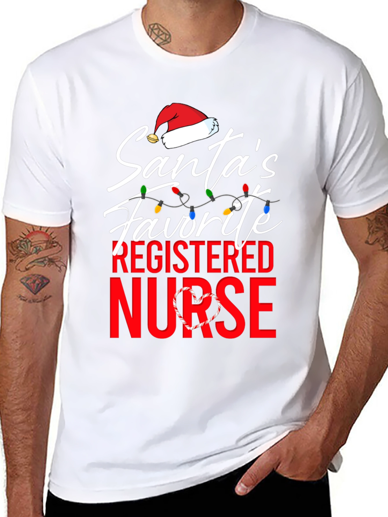 Santas Favorite Nurse T-Shirt Christmas Holiday Registered Nurse