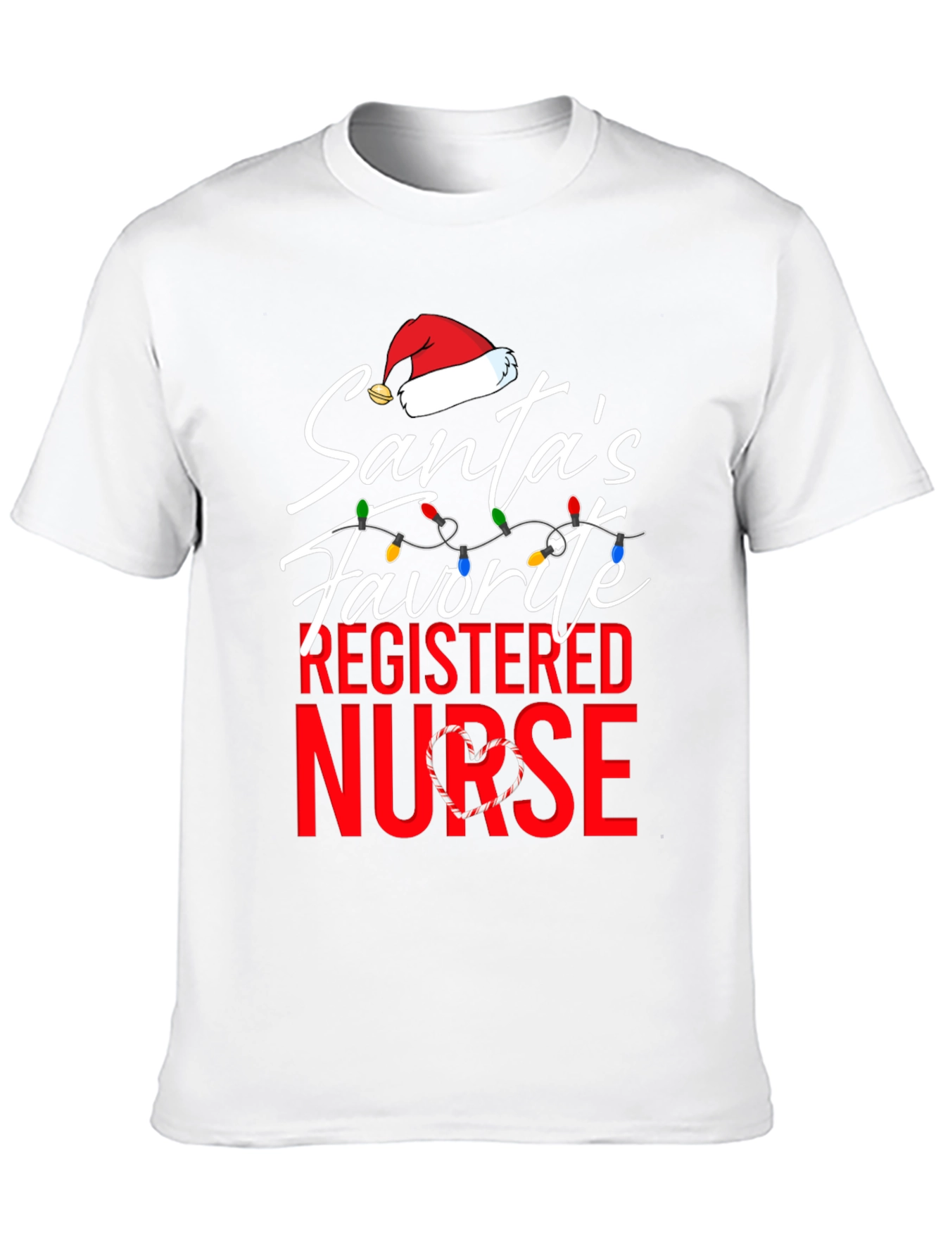 Santas Favorite Nurse T-Shirt Christmas Holiday Registered Nurse