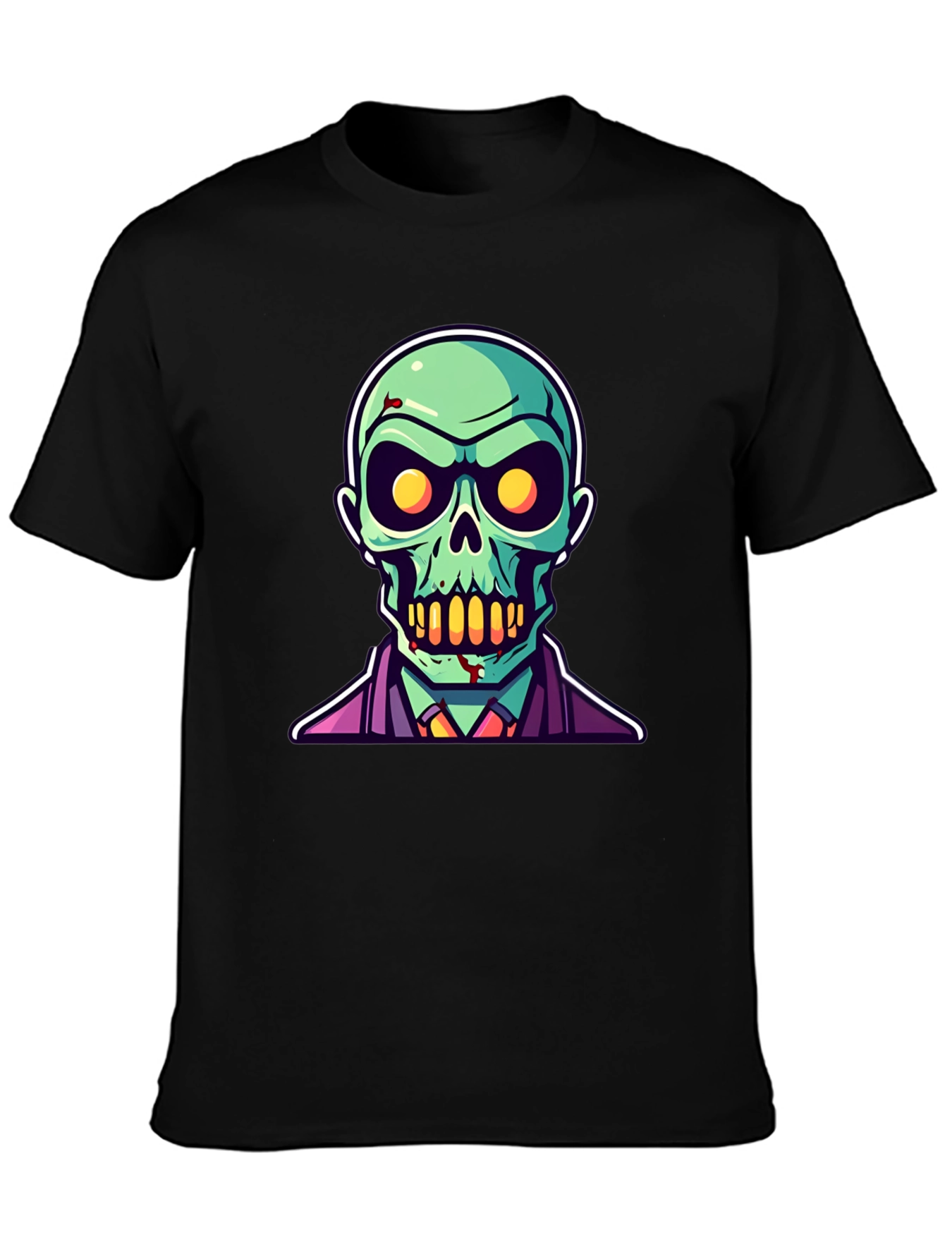 Zombie Cartoon Graphic Tee - Black Halloween Shirt