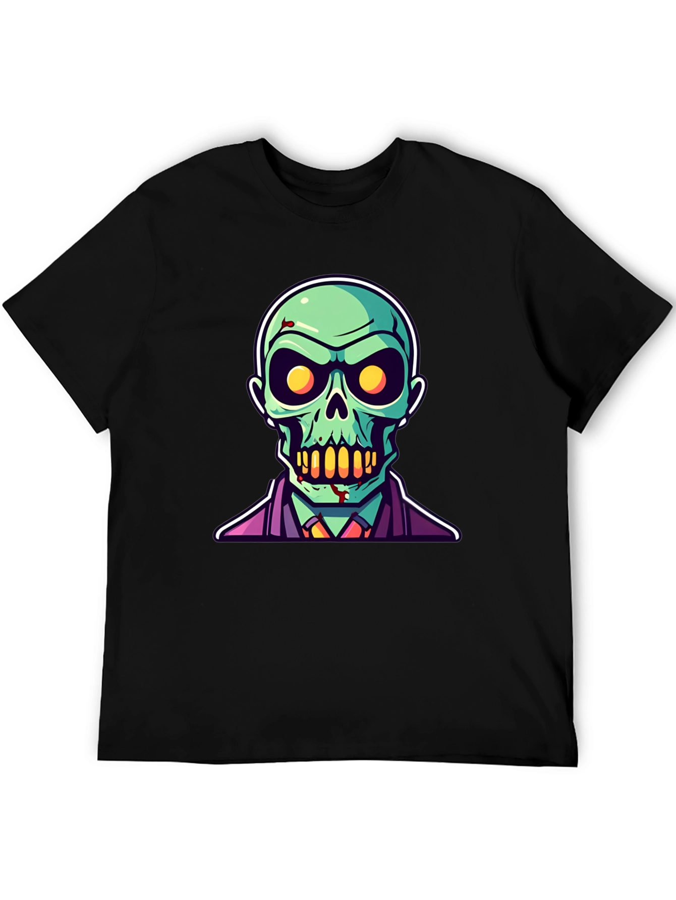 Zombie Cartoon Graphic Tee - Black Halloween Shirt