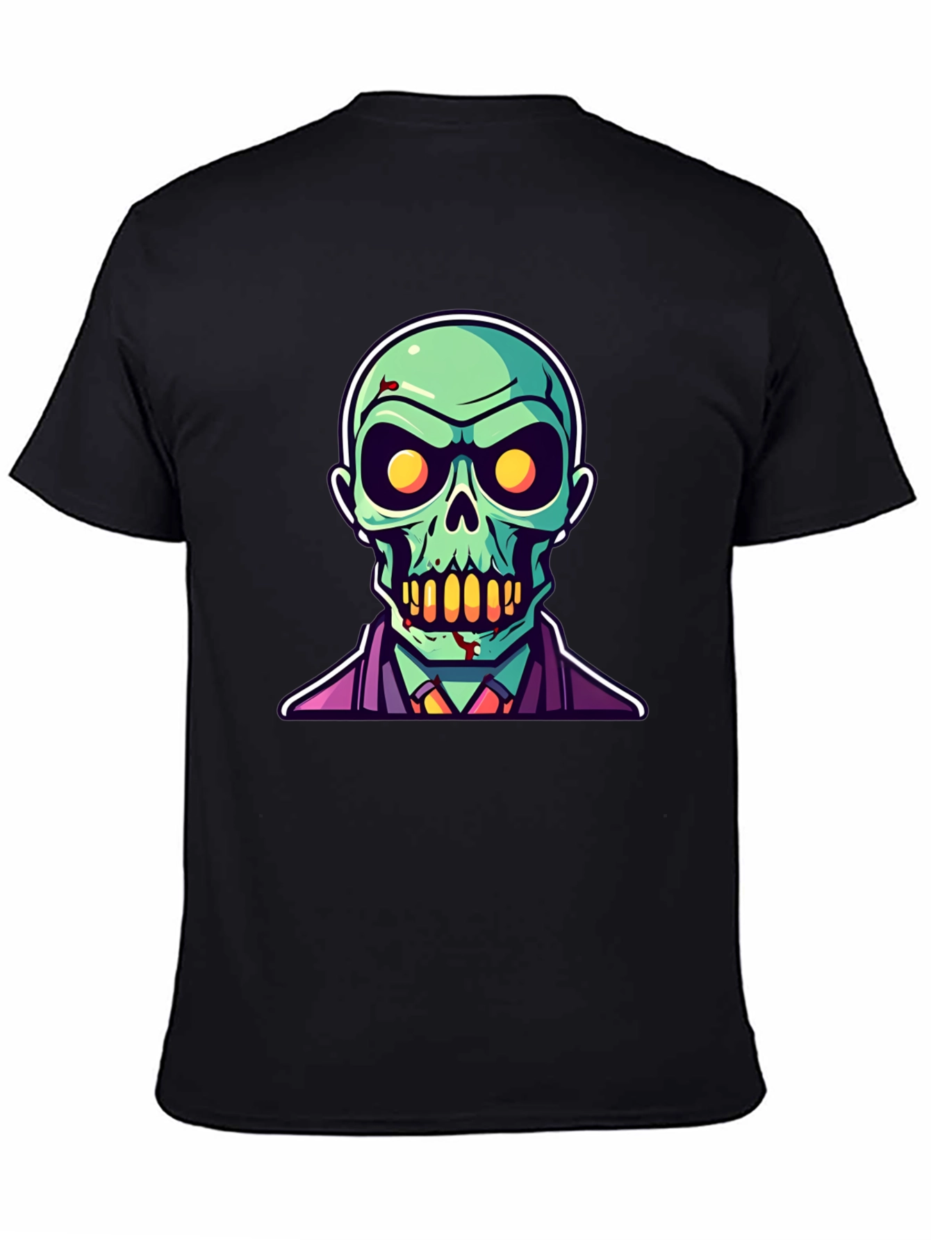Zombie Cartoon Graphic Tee - Black Halloween Shirt