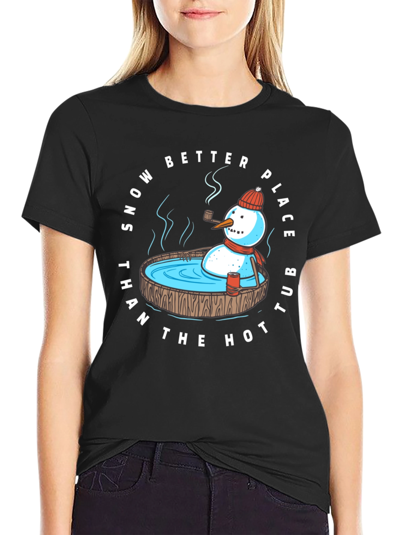 Snowman Hot Tub T-Shirt: Winter Relaxation Apparel