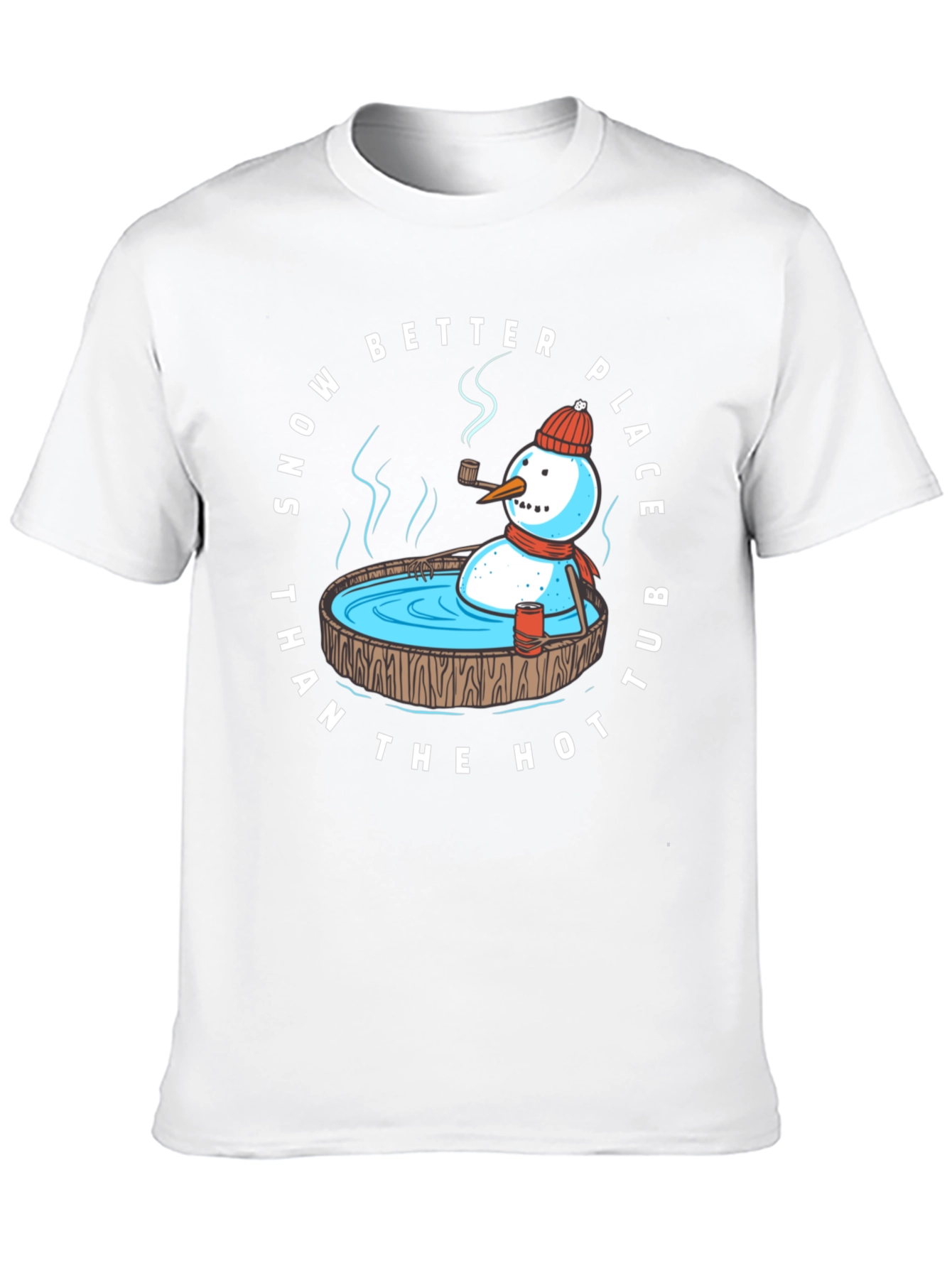 Snowman Hot Tub T-Shirt: Winter Relaxation Apparel