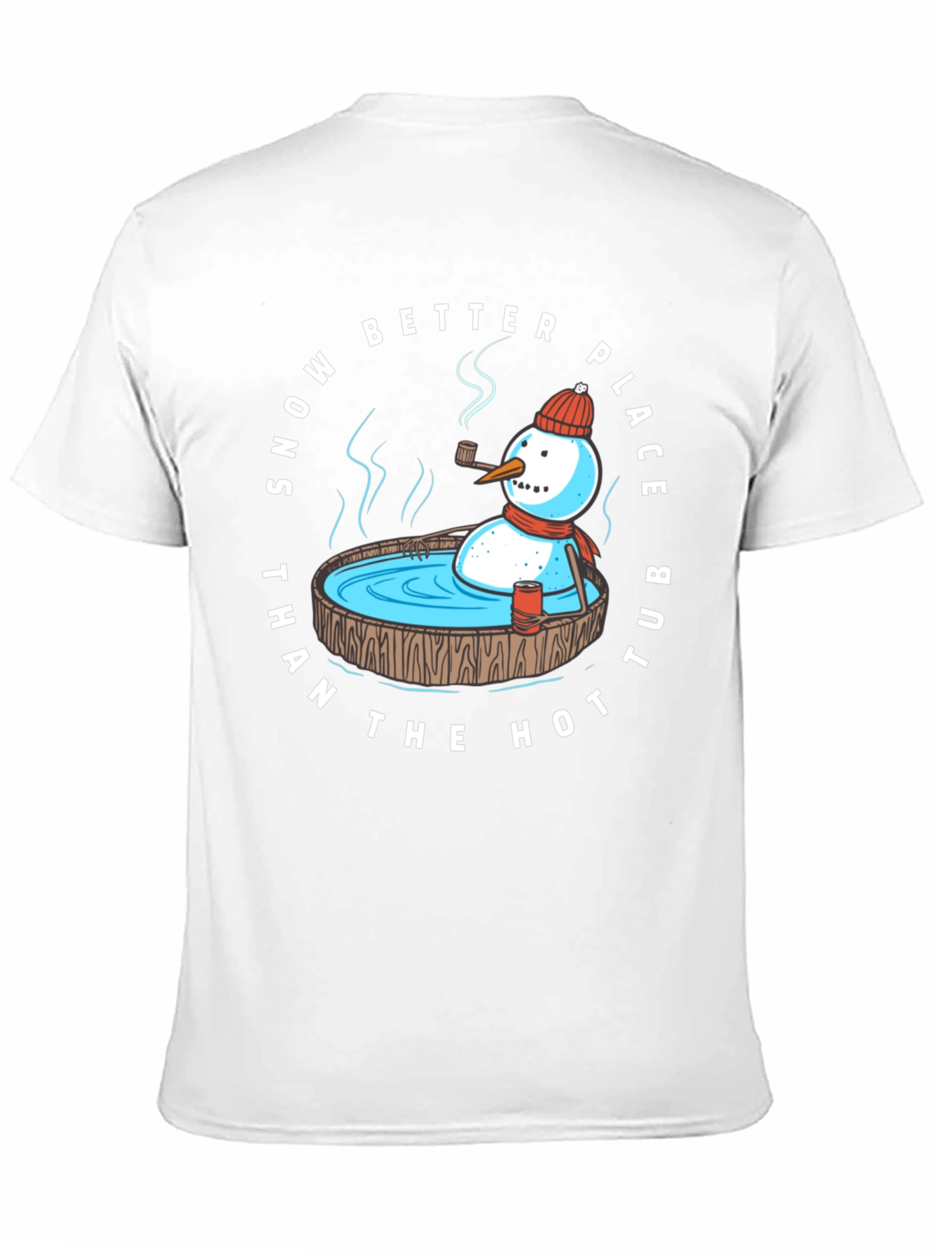 Snowman Hot Tub T-Shirt: Winter Relaxation Apparel