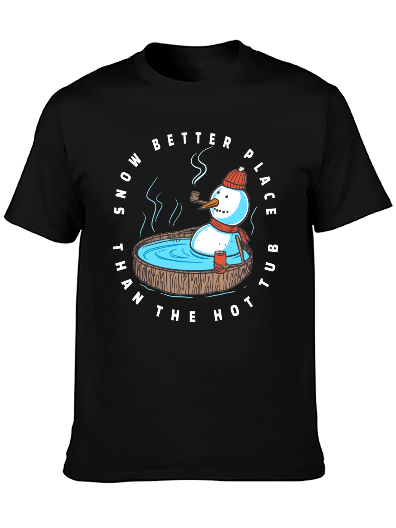 Snowman Hot Tub T-Shirt: Winter Relaxation Apparel