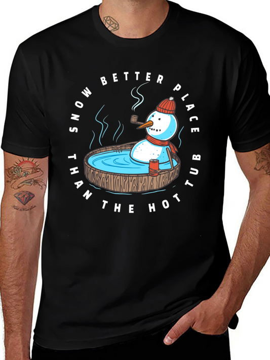 Snowman Hot Tub T-Shirt: Winter Relaxation Apparel
