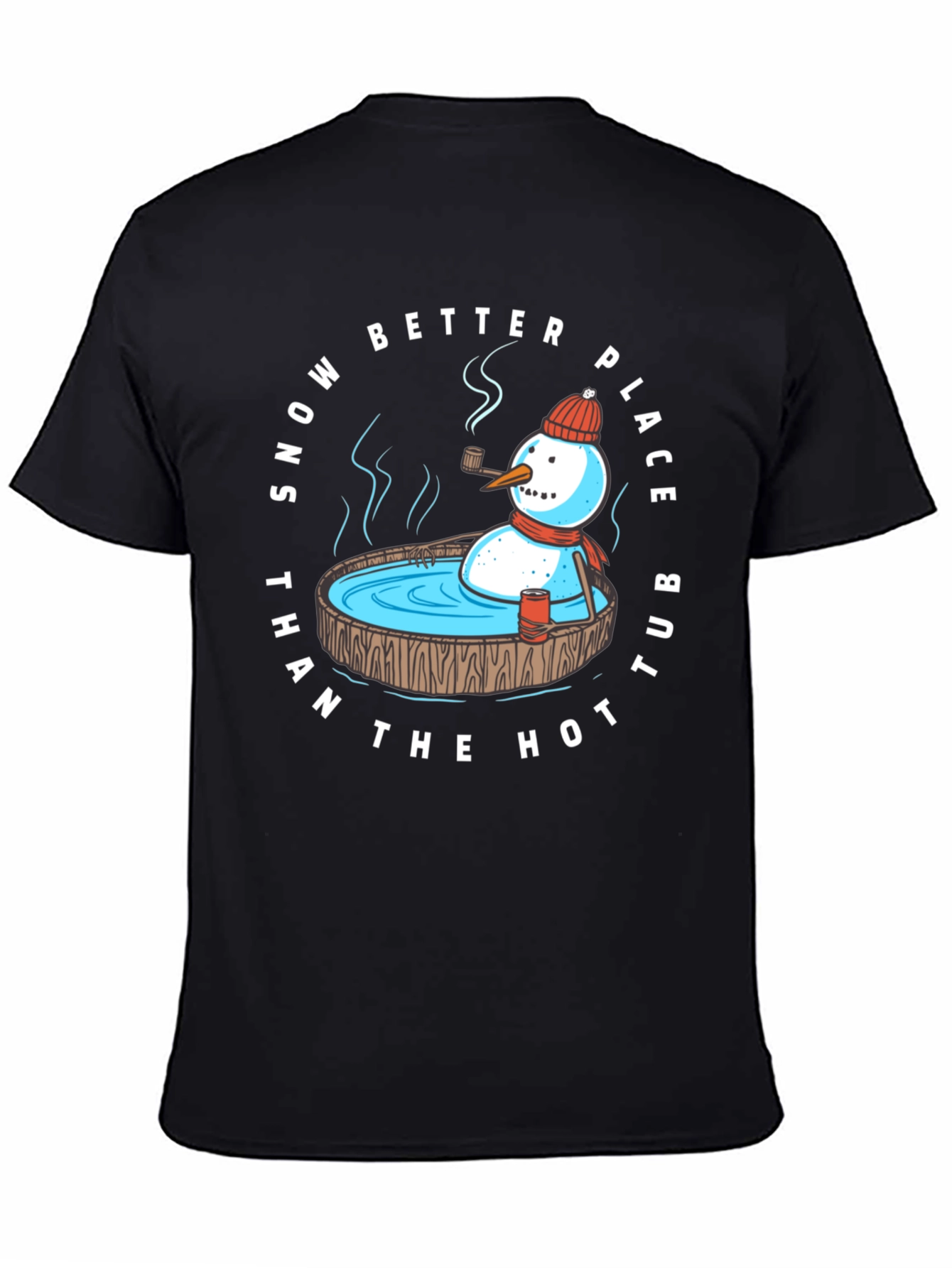 Snowman Hot Tub T-Shirt: Winter Relaxation Apparel