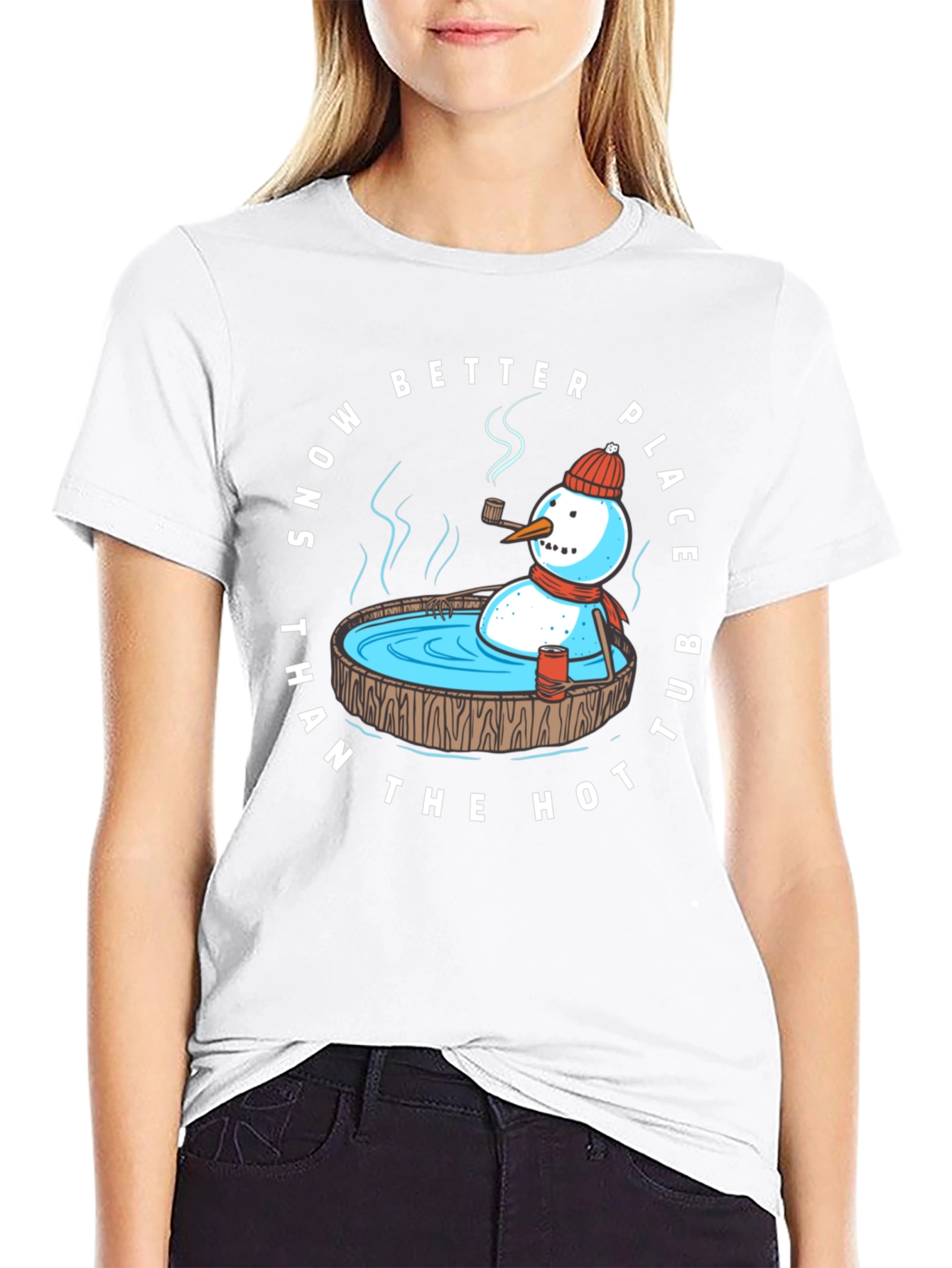 Snowman Hot Tub T-Shirt: Winter Relaxation Apparel