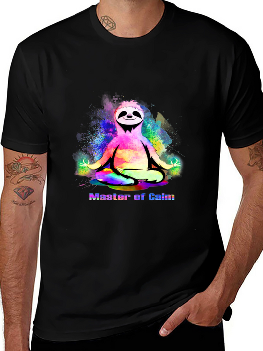 Master of Calm Sloth T-Shirt - Mens Black Tee