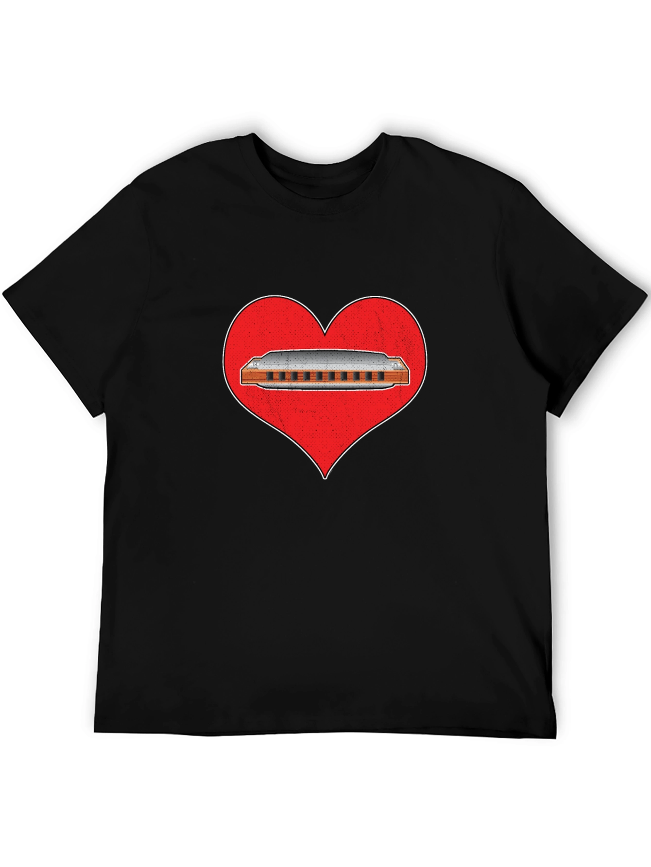 Harmonica Heart T-Shirt - Music Lover Tee