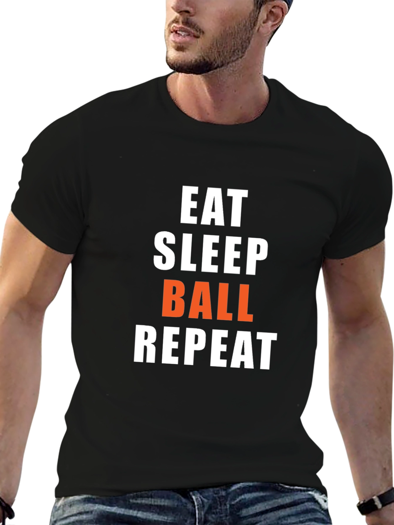 Eat Sleep Ball Repeat Graphic Tee - Black