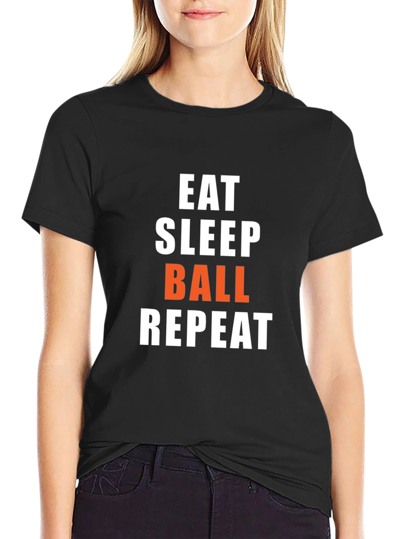 Eat Sleep Ball Repeat Graphic Tee - Black