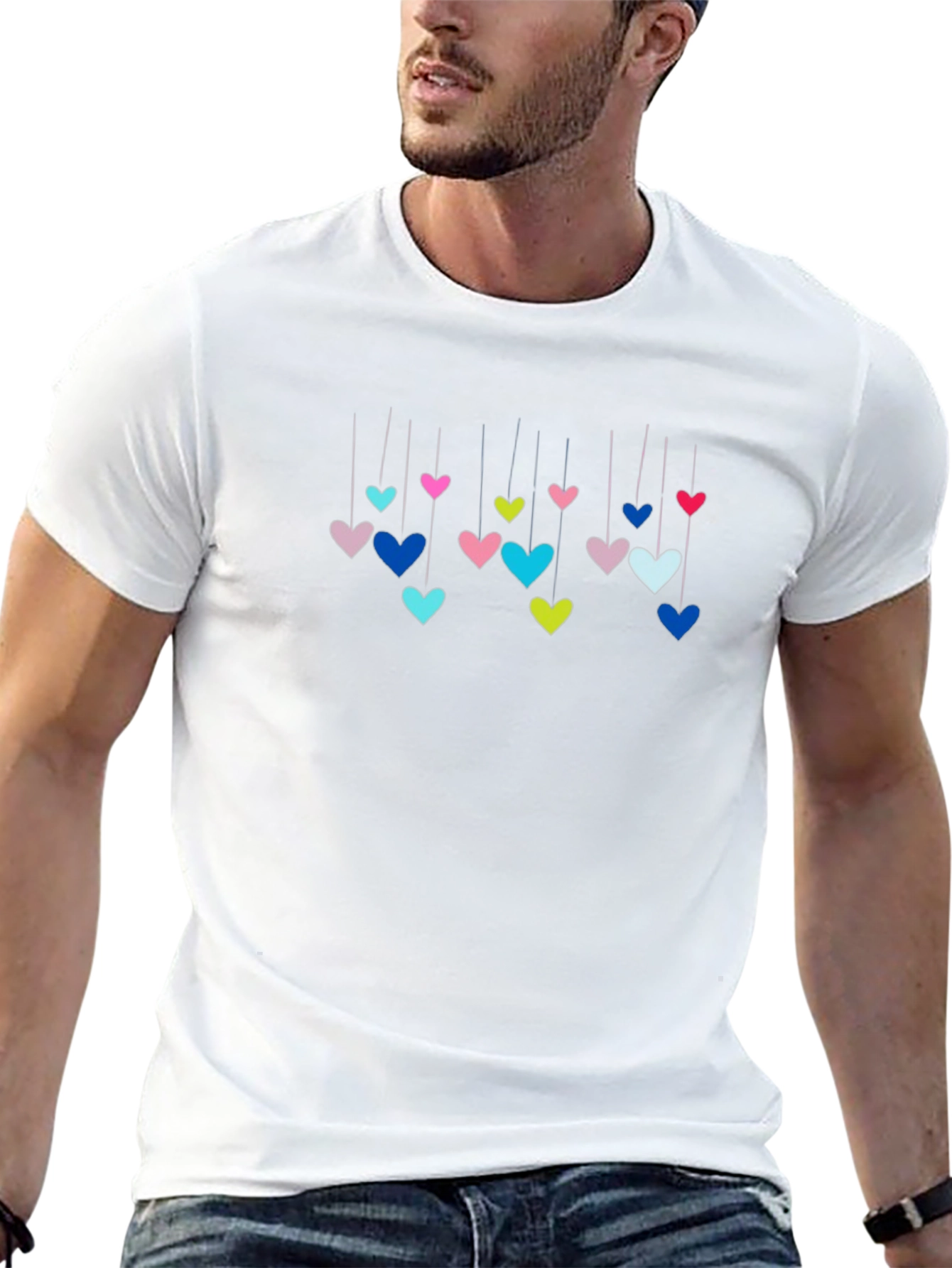 Hanging Hearts Graphic T-Shirt - Black