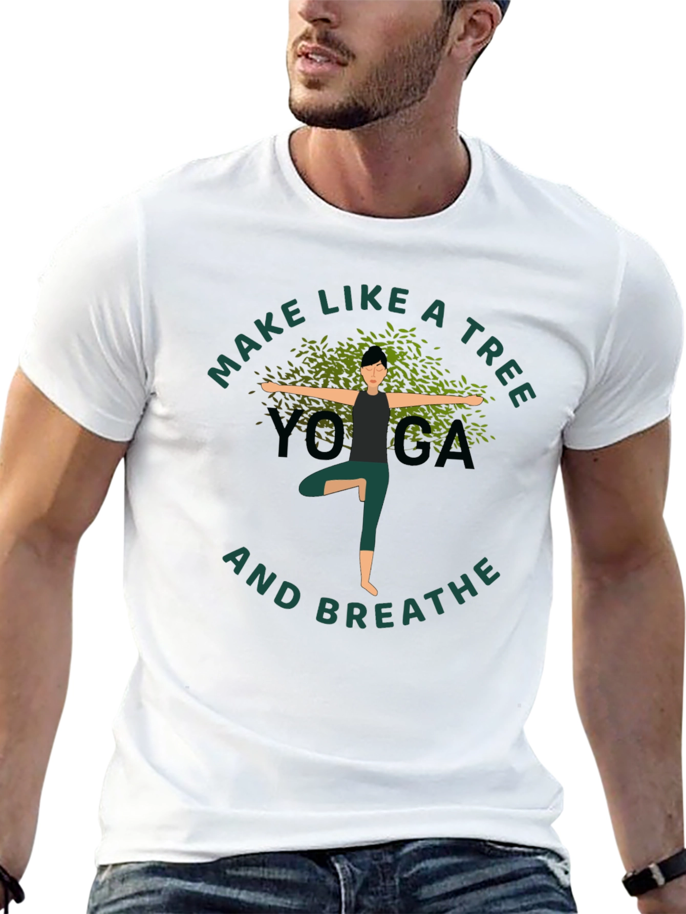 Yoga Tree Pose Graphic T-Shirt - Black