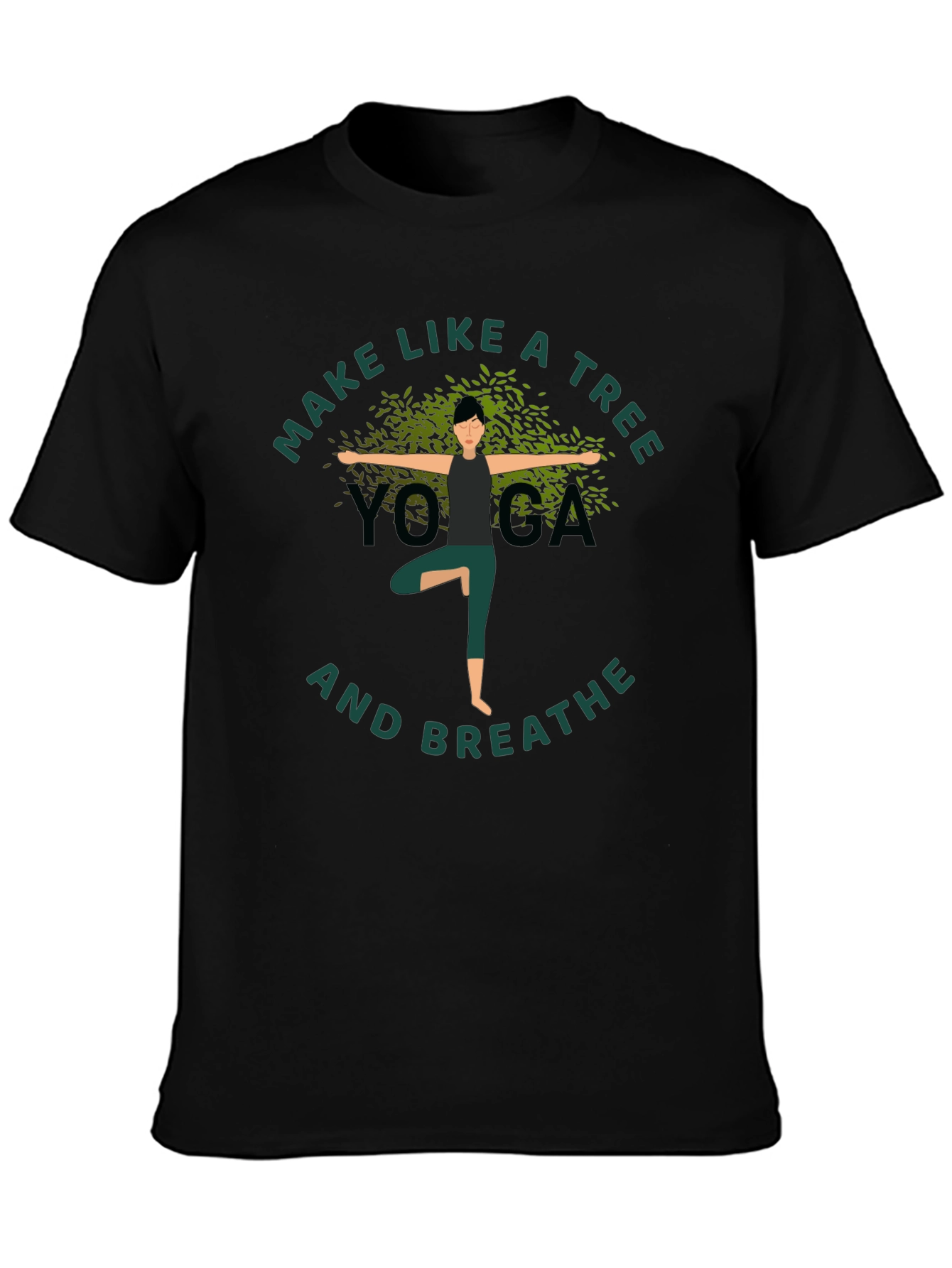 Yoga Tree Pose Graphic T-Shirt - Black