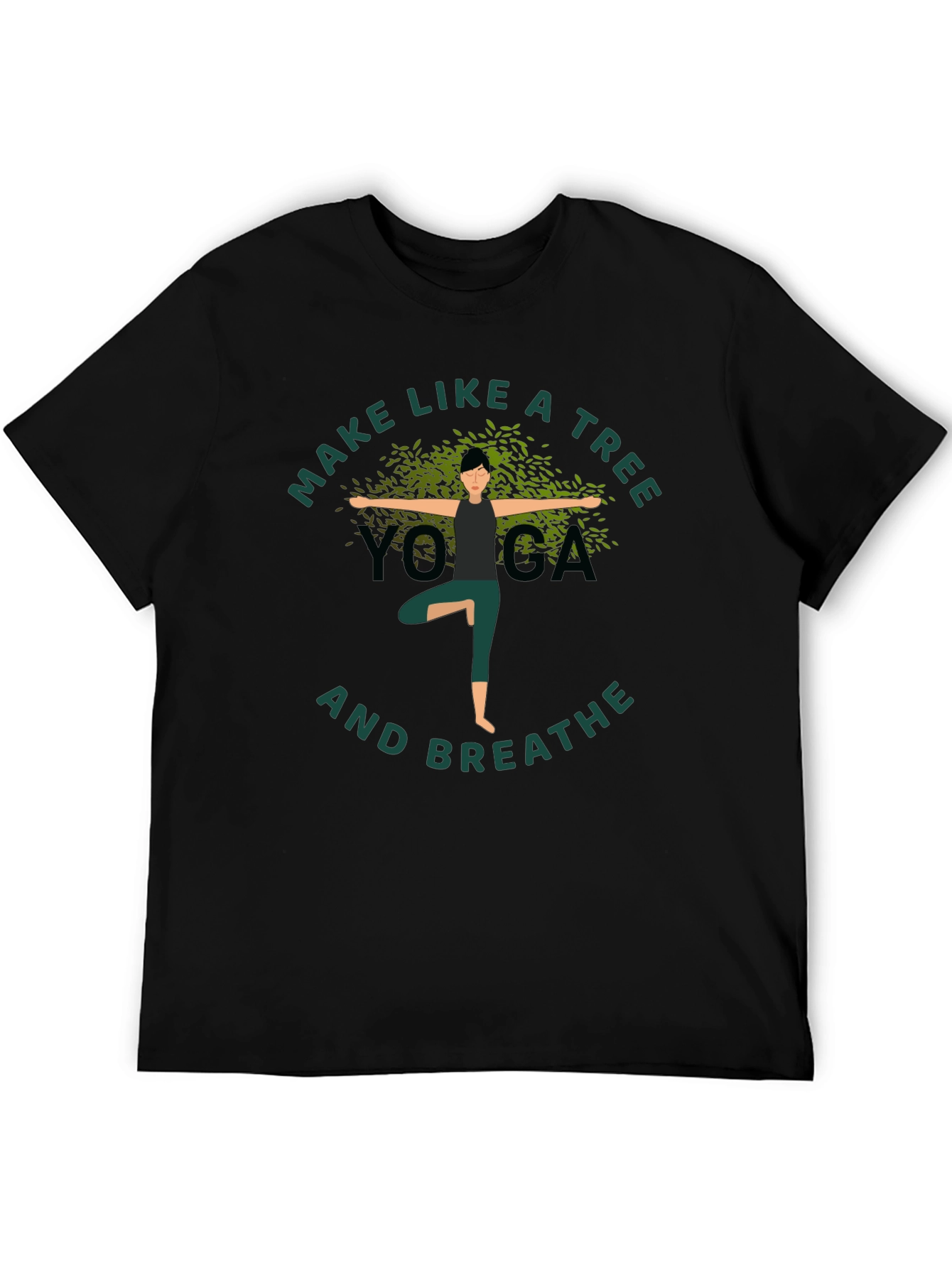Yoga Tree Pose Graphic T-Shirt - Black