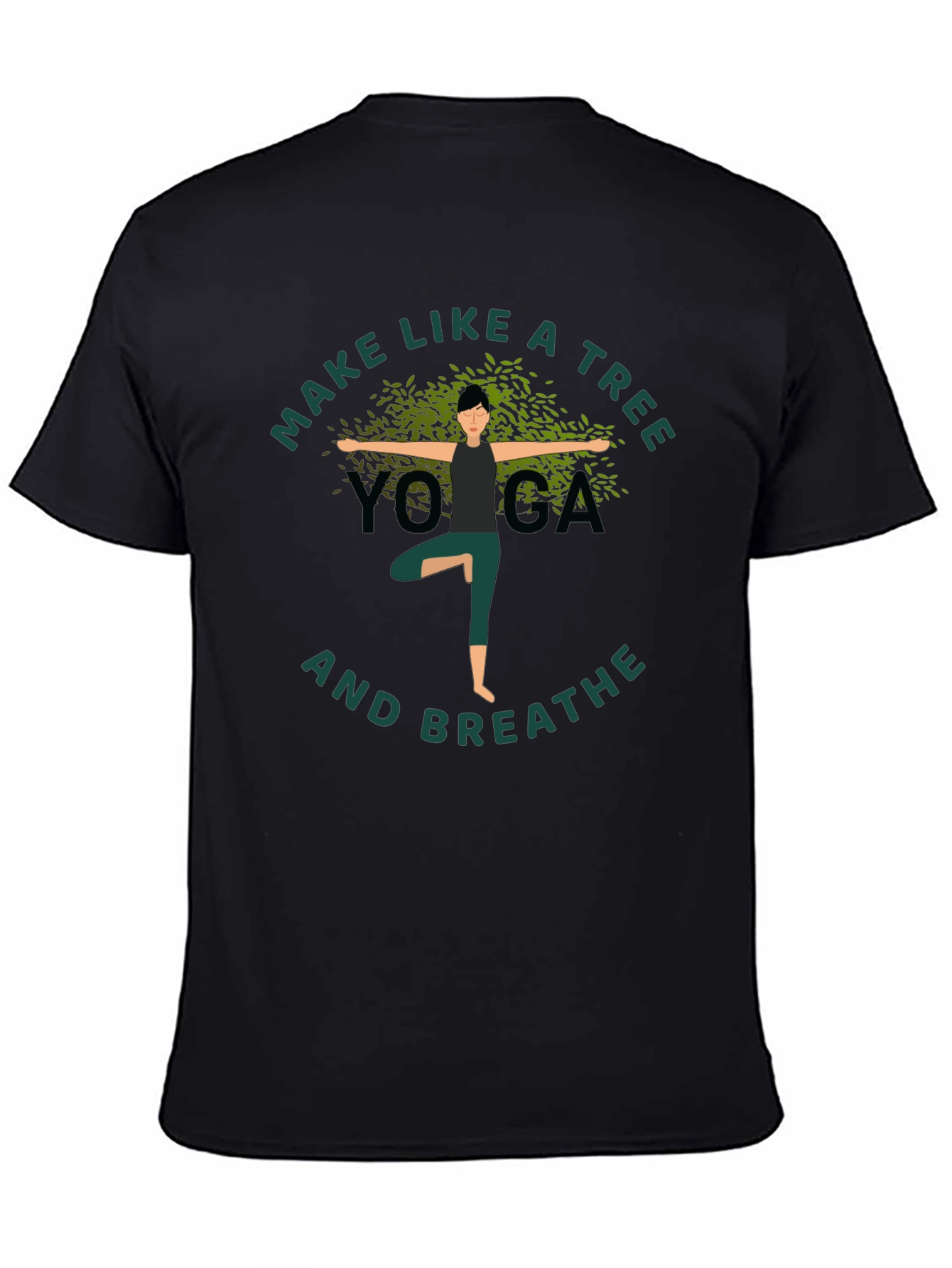 Yoga Tree Pose Graphic T-Shirt - Black