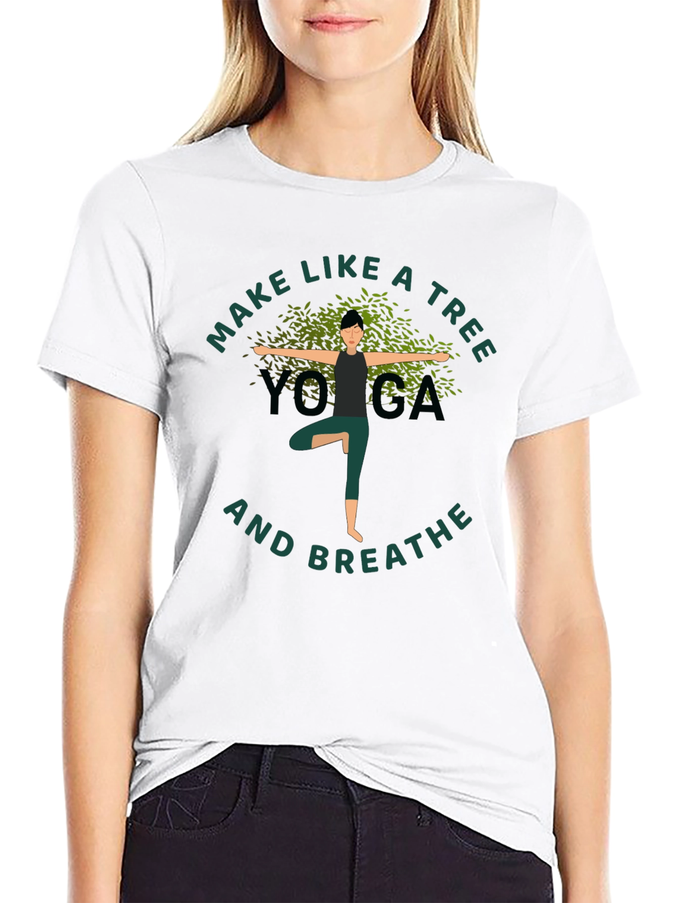 Yoga Tree Pose Graphic T-Shirt - Black