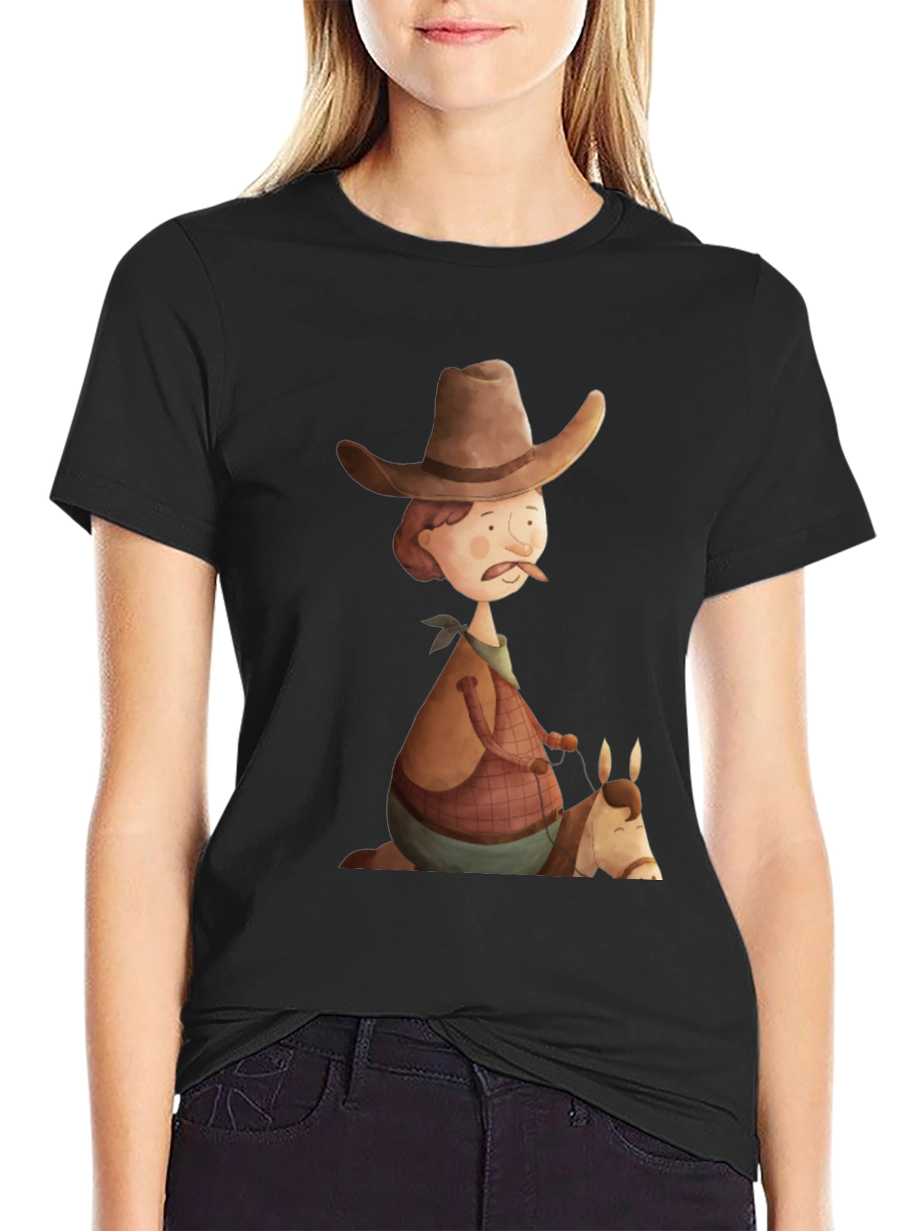 Cartoon Cowboy Graphic Tee - Unique Design!