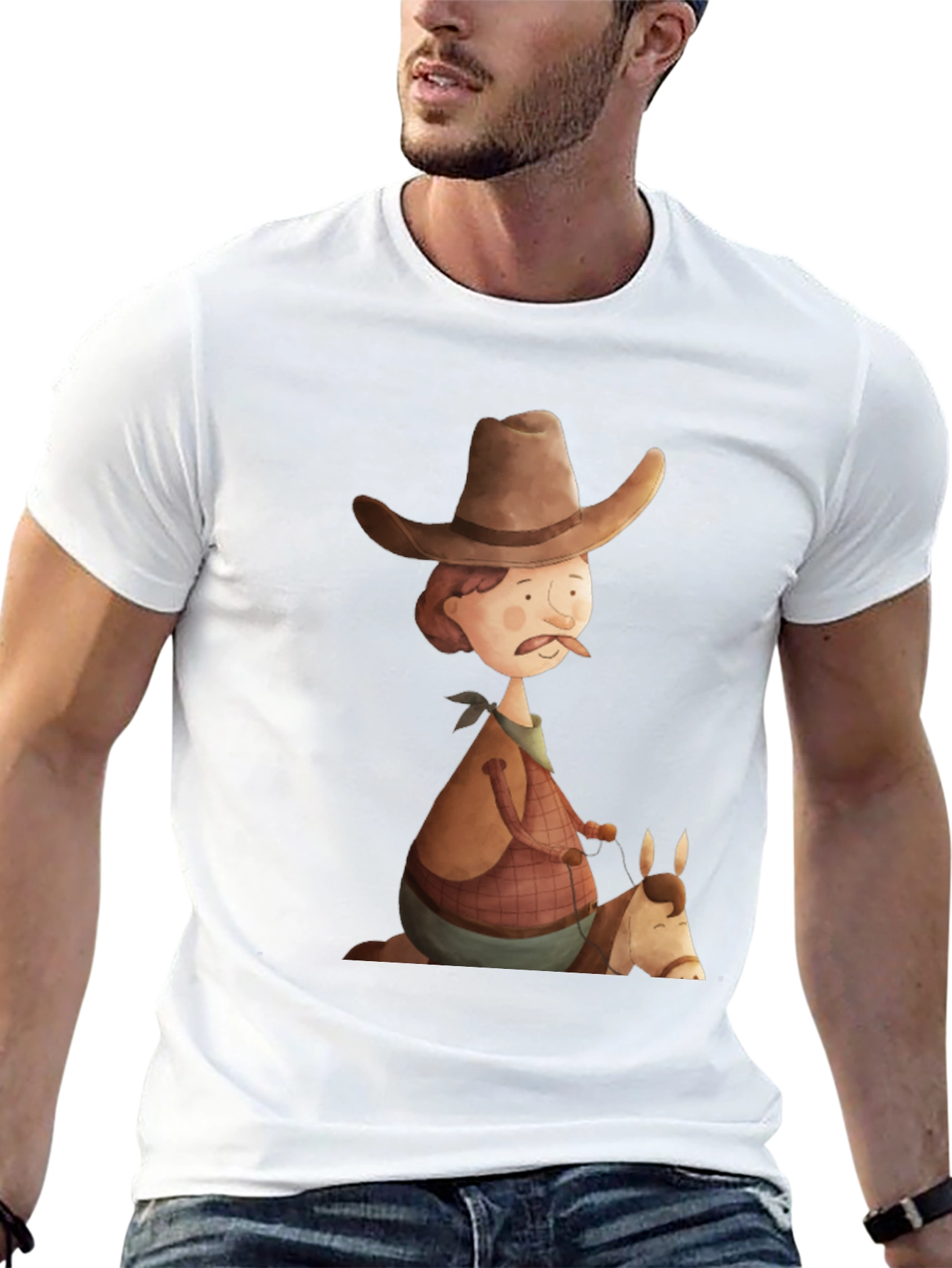 Cartoon Cowboy Graphic Tee - Unique Design!