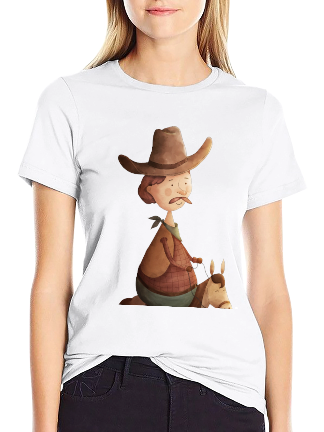 Cartoon Cowboy Graphic Tee - Unique Design!