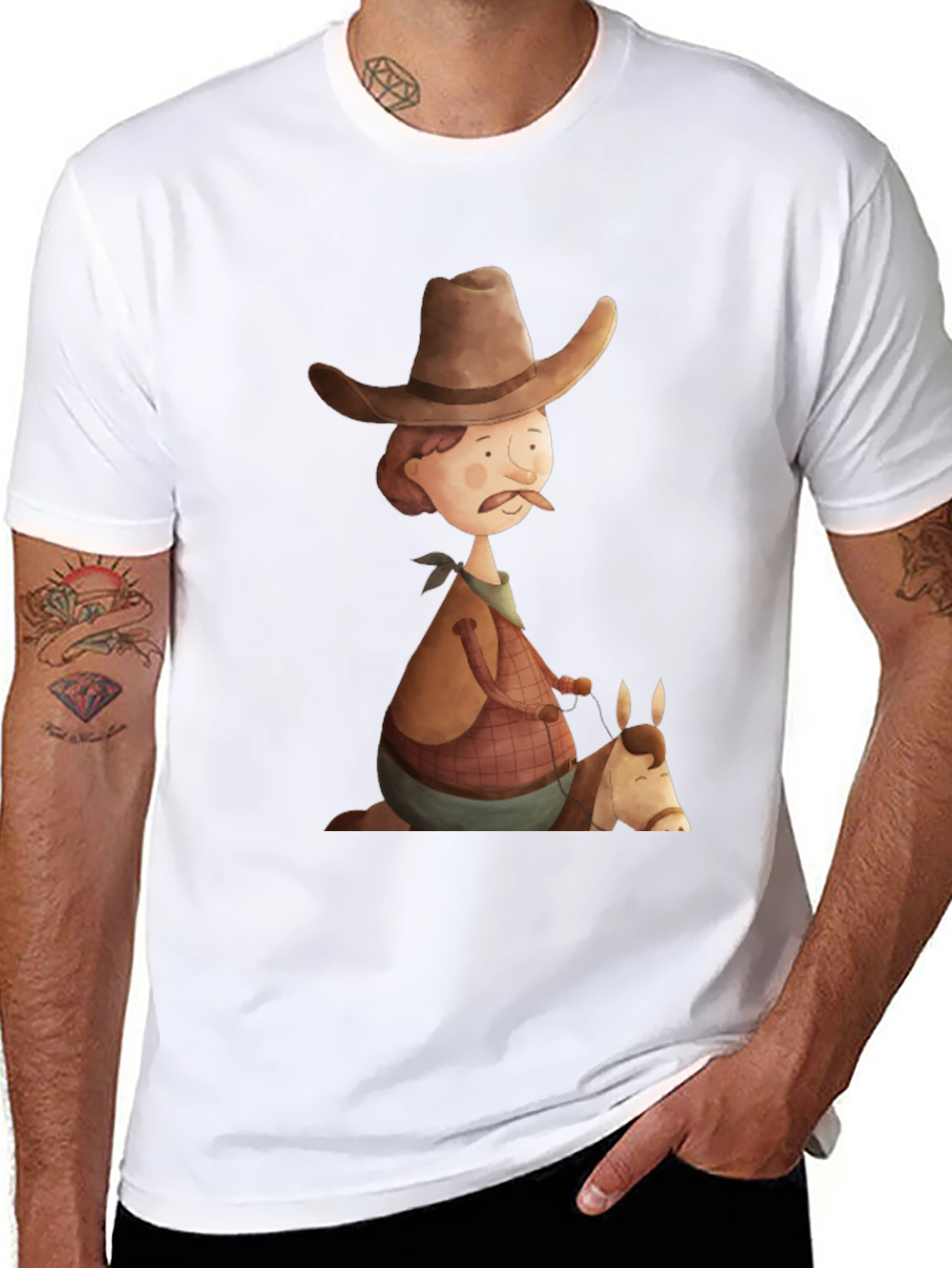 Cartoon Cowboy Graphic Tee - Unique Design!
