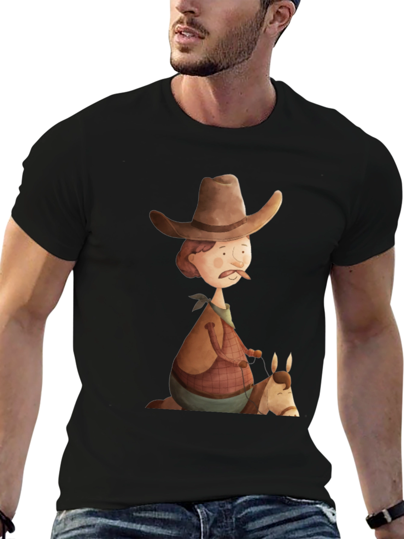 Cartoon Cowboy Graphic Tee - Unique Design!