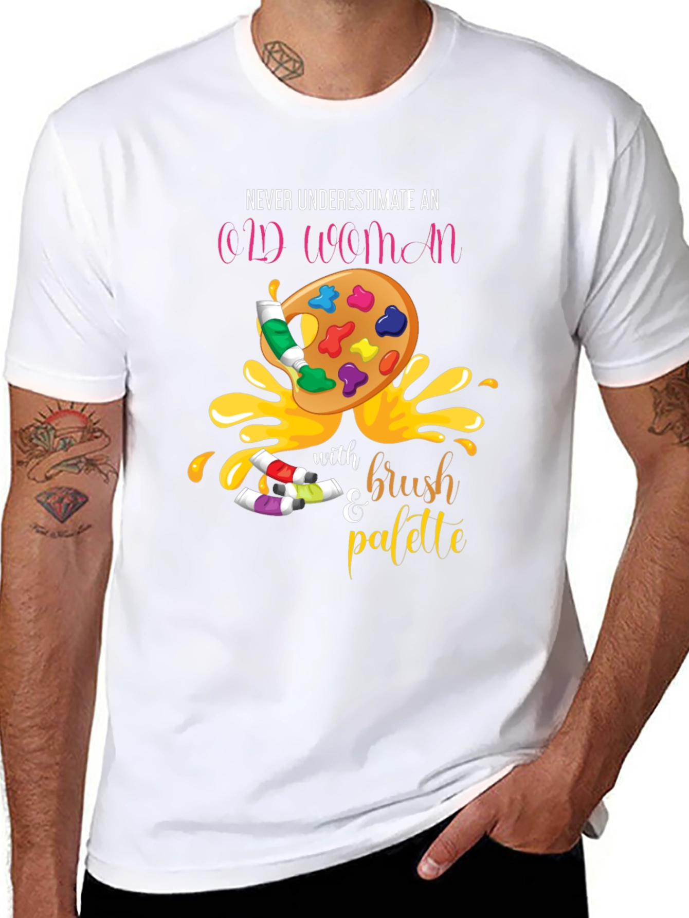 Never Underestimate An Old Woman T-Shirt Artist Palette