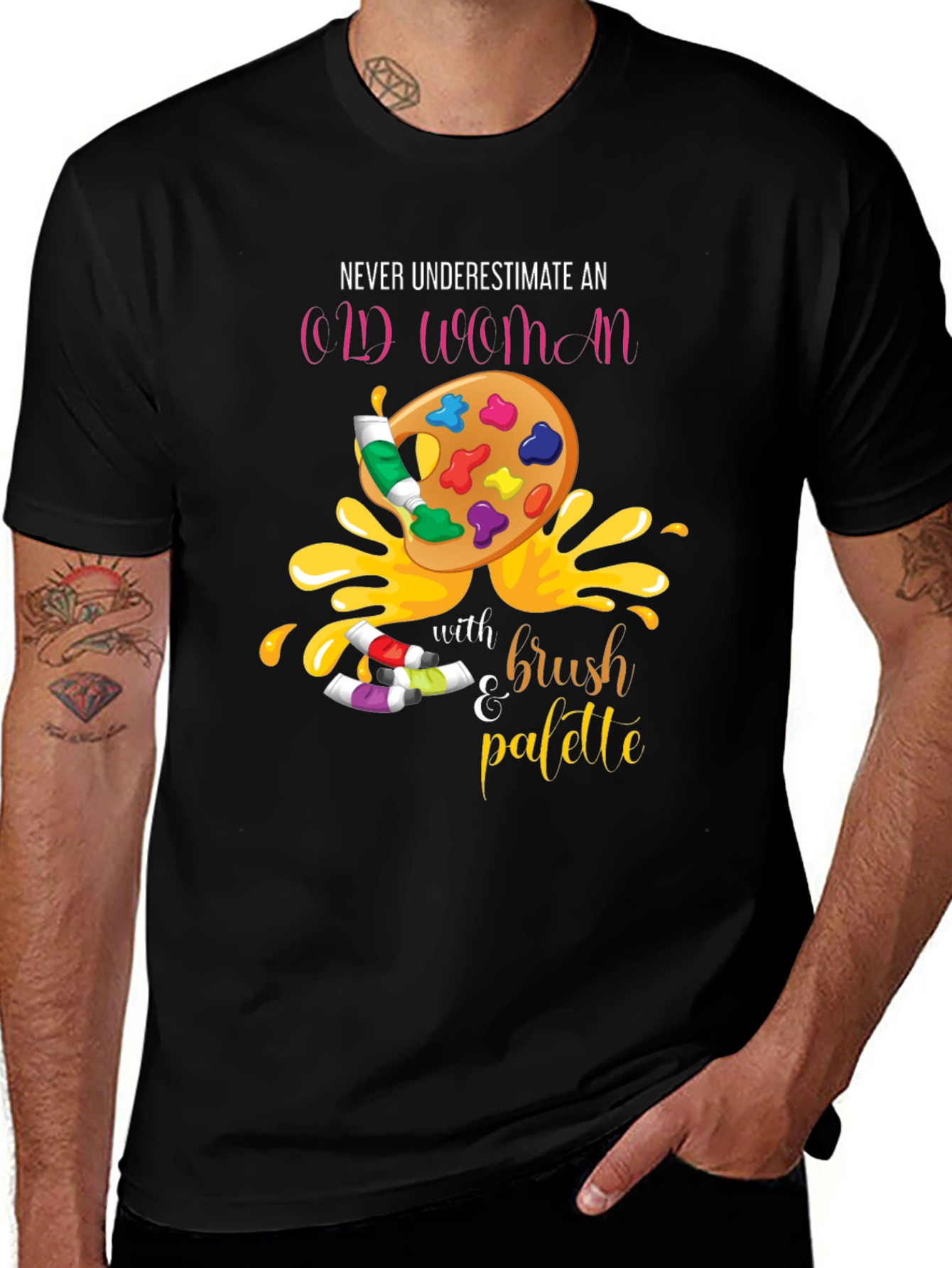 Never Underestimate An Old Woman T-Shirt Artist Palette