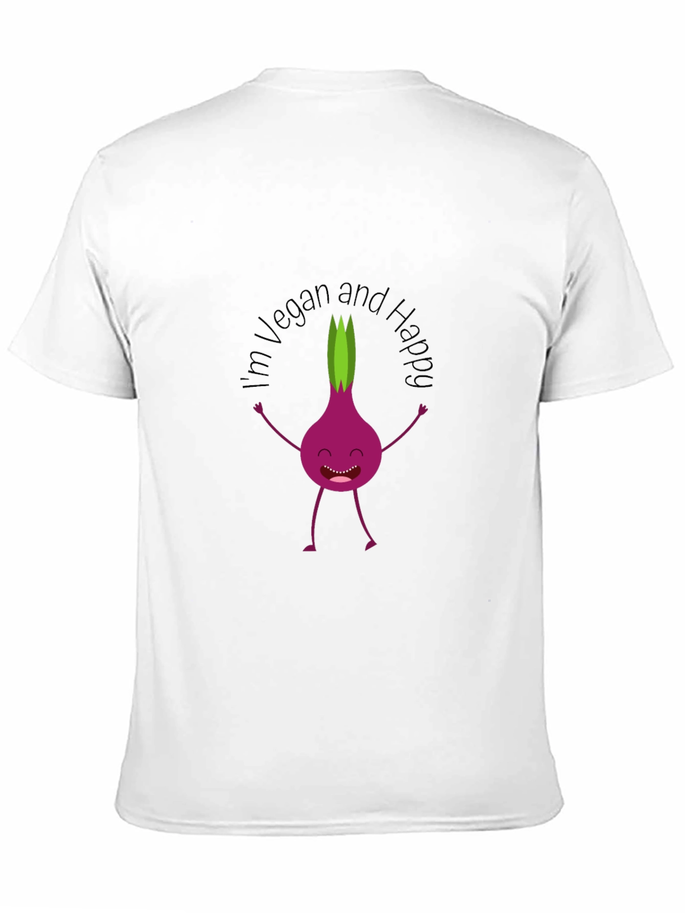 Vegan & Happy T-Shirt - Funny Onion Cartoon Tee