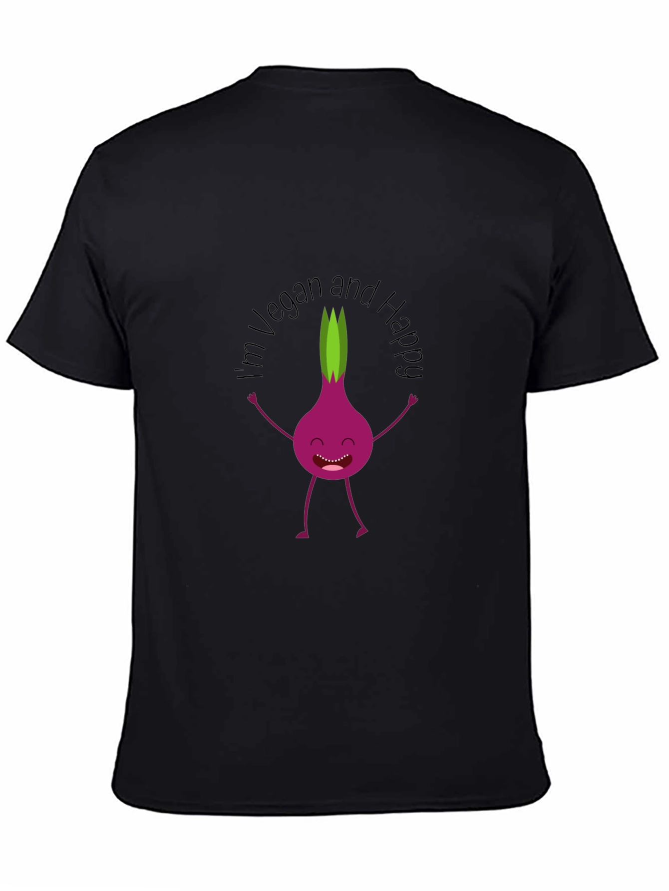Vegan & Happy T-Shirt - Funny Onion Cartoon Tee