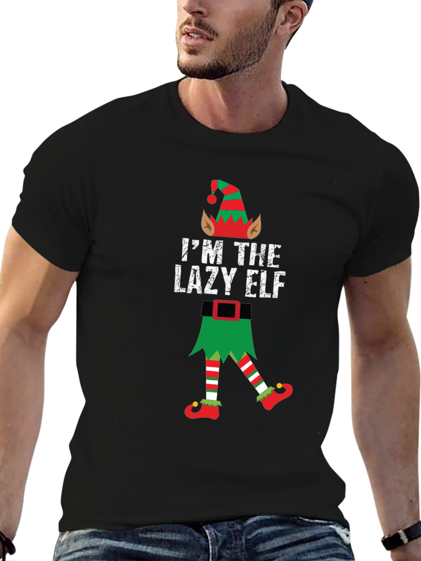 Lazy Elf Christmas T-Shirt Funny Holiday Tee