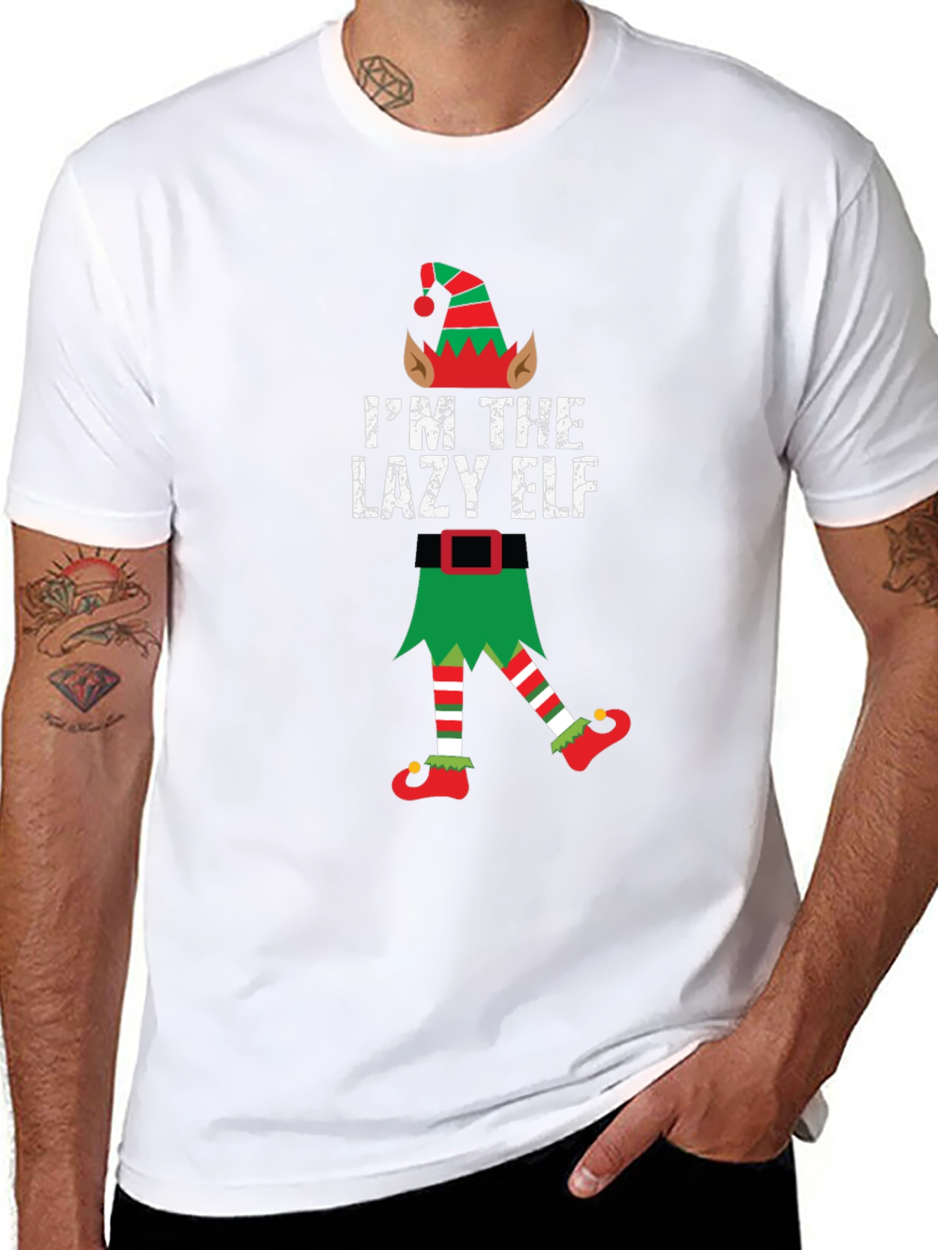 Lazy Elf Christmas T-Shirt Funny Holiday Tee