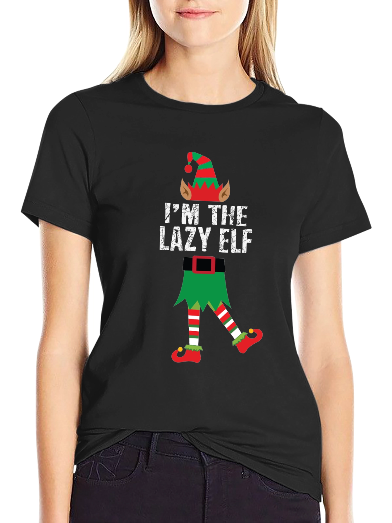 Lazy Elf Christmas T-Shirt Funny Holiday Tee